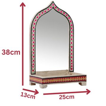 Marrakesch Orient & Mediterran Interior Dekospiegel Schminkspiegel mit Aufbewahrungsbox Schminktisch 38cm Standspiegel, Standspiegel