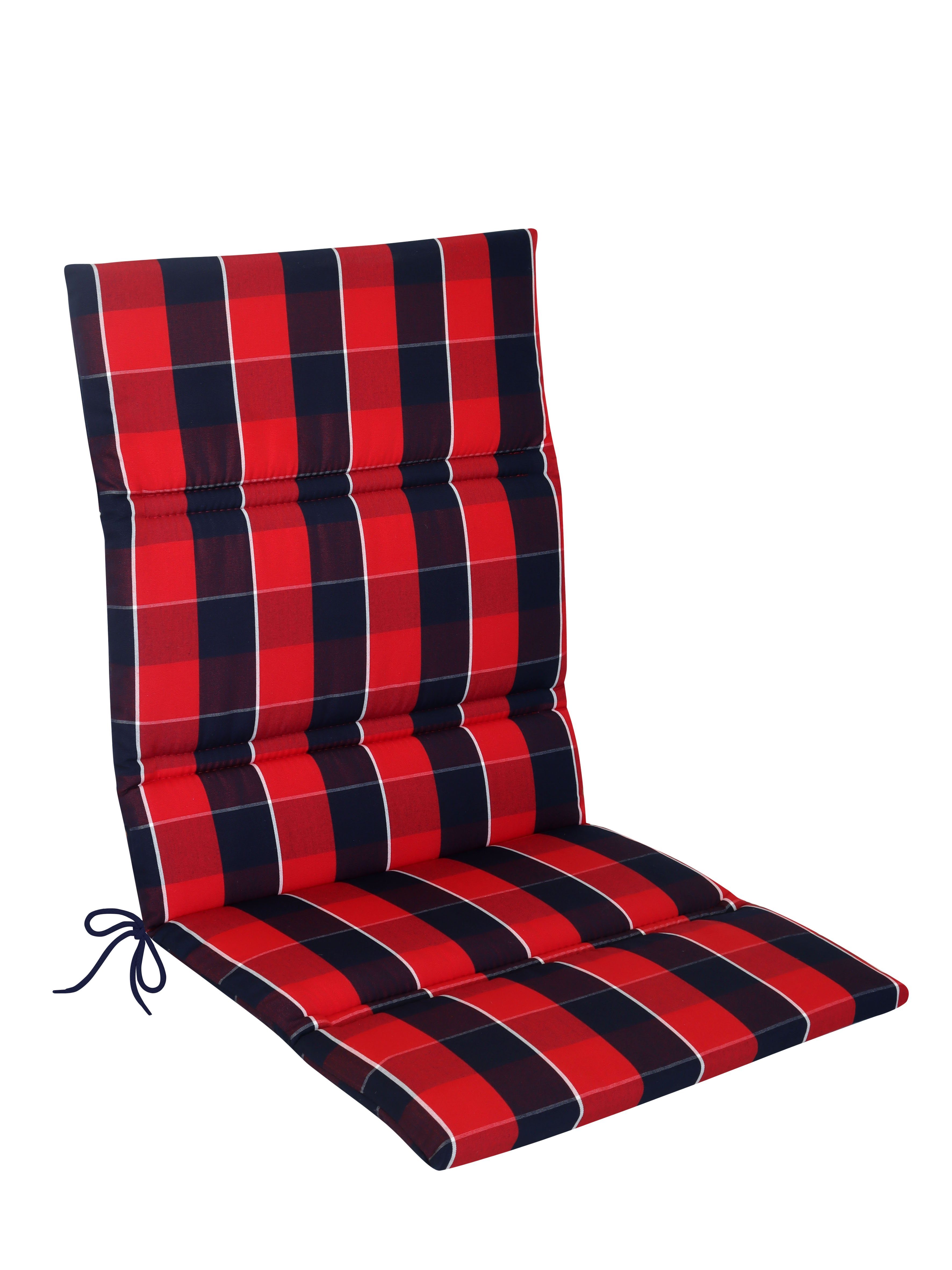 KETTLER Polsterauflage 851, Gartenmöbelauflage Karomotiv Rot-Blau 110x48x3cm