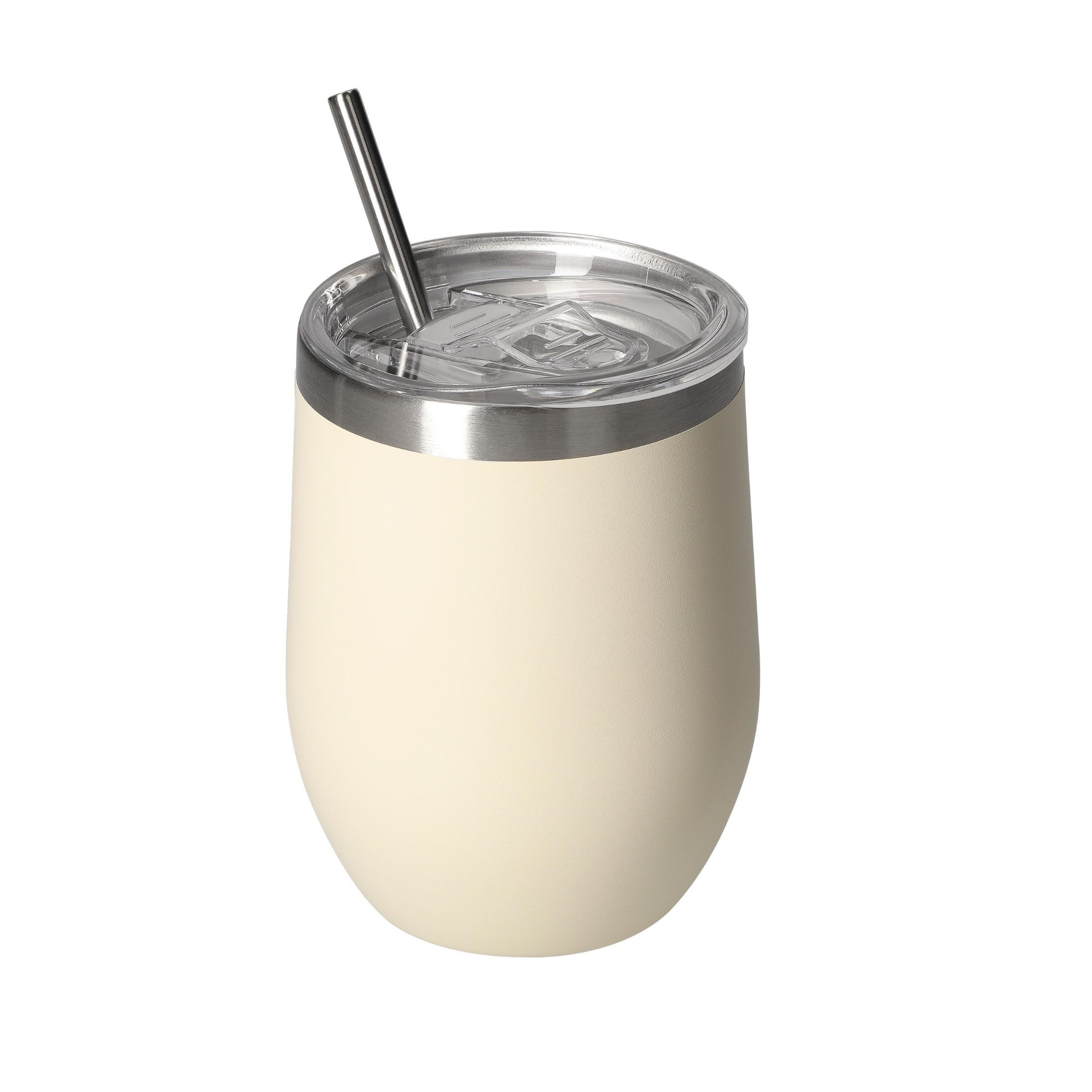 elasto Becher Weinbecher 350 ml Vinova Edelstahl Trinkbecher inkl. Strohhalm, robust, spülmaschinengeeignet, Sommer, Geschenk