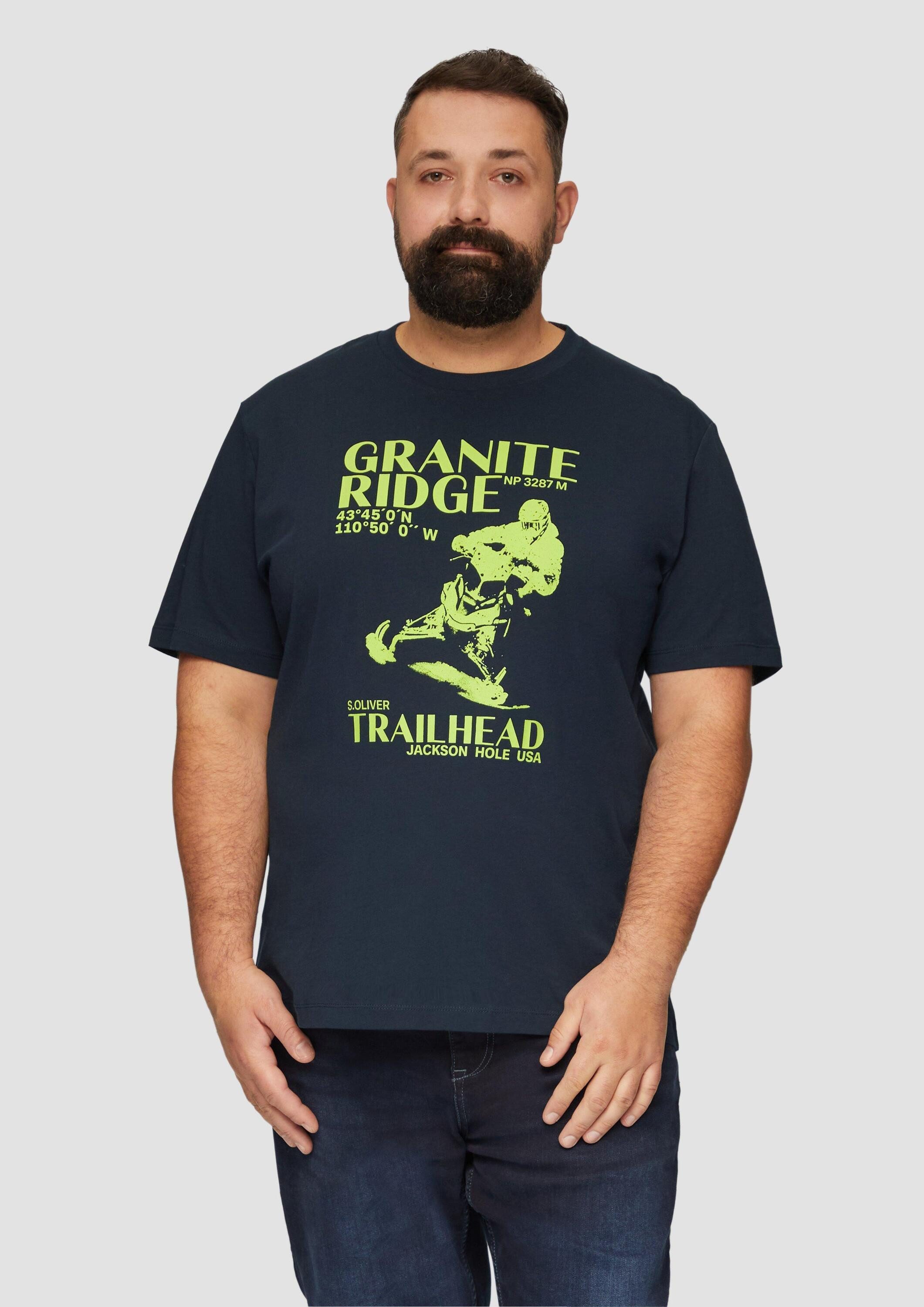 s.Oliver Kurzarmshirt T-Shirt Crew-Neck-Shirt mit Frontprint