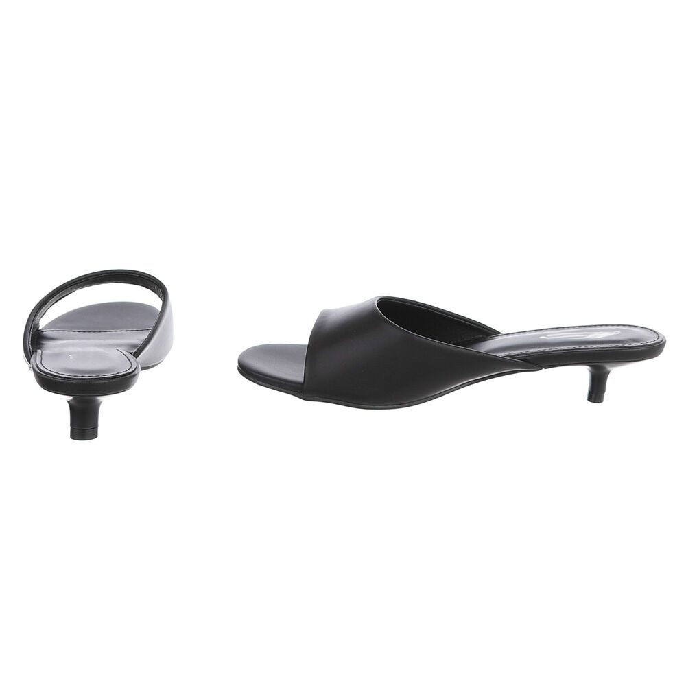 Ital-Design Damen Mules mit Blockabsatz und offener Spitze Pantolette (91849343) Pfennig-/Stilettoabsatz Pantoletten in Schwarz – Bild 5 von 5