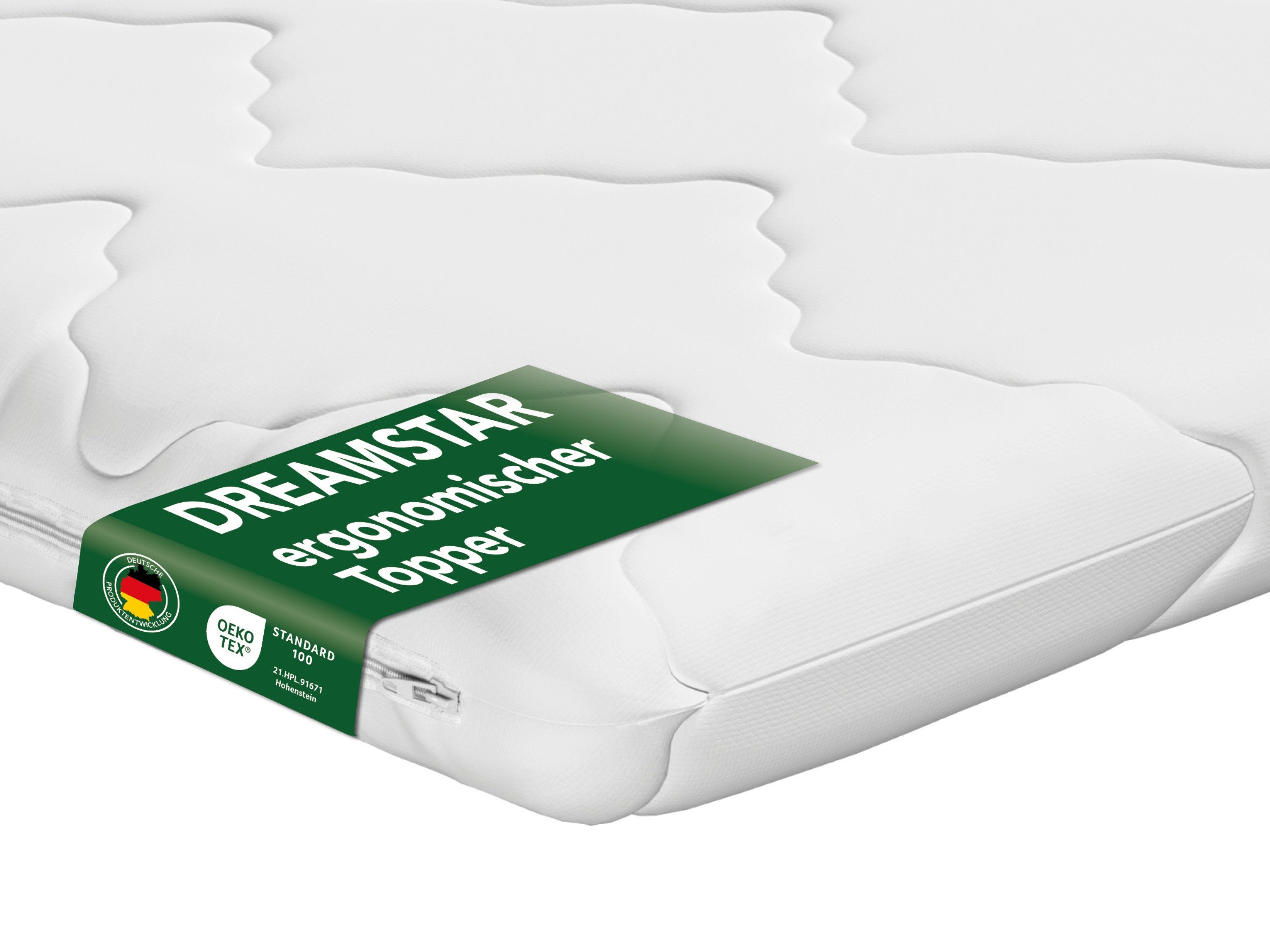 Dreamstar, Topper ergonomischer Matratzentopper in 3 Härtegraden - weich, mittel, fest, 6 cm hoch, Komfortschaum, rutschfest, Bezug waschbar - für Matratzen und Boxspringbetten