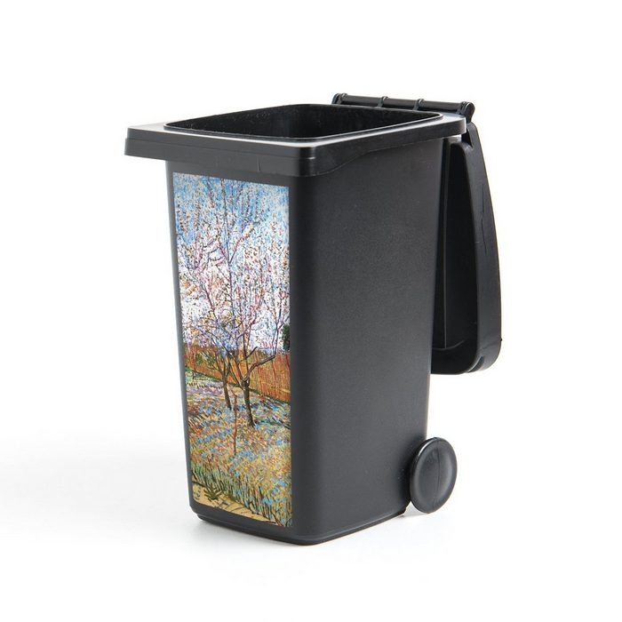 MuchoWow Wandsticker Blühender Pfirsichbaum - Vincent van Gogh (1 St) Mülleimer-aufkleber Mülltonne Sticker Container Abfalbehälter