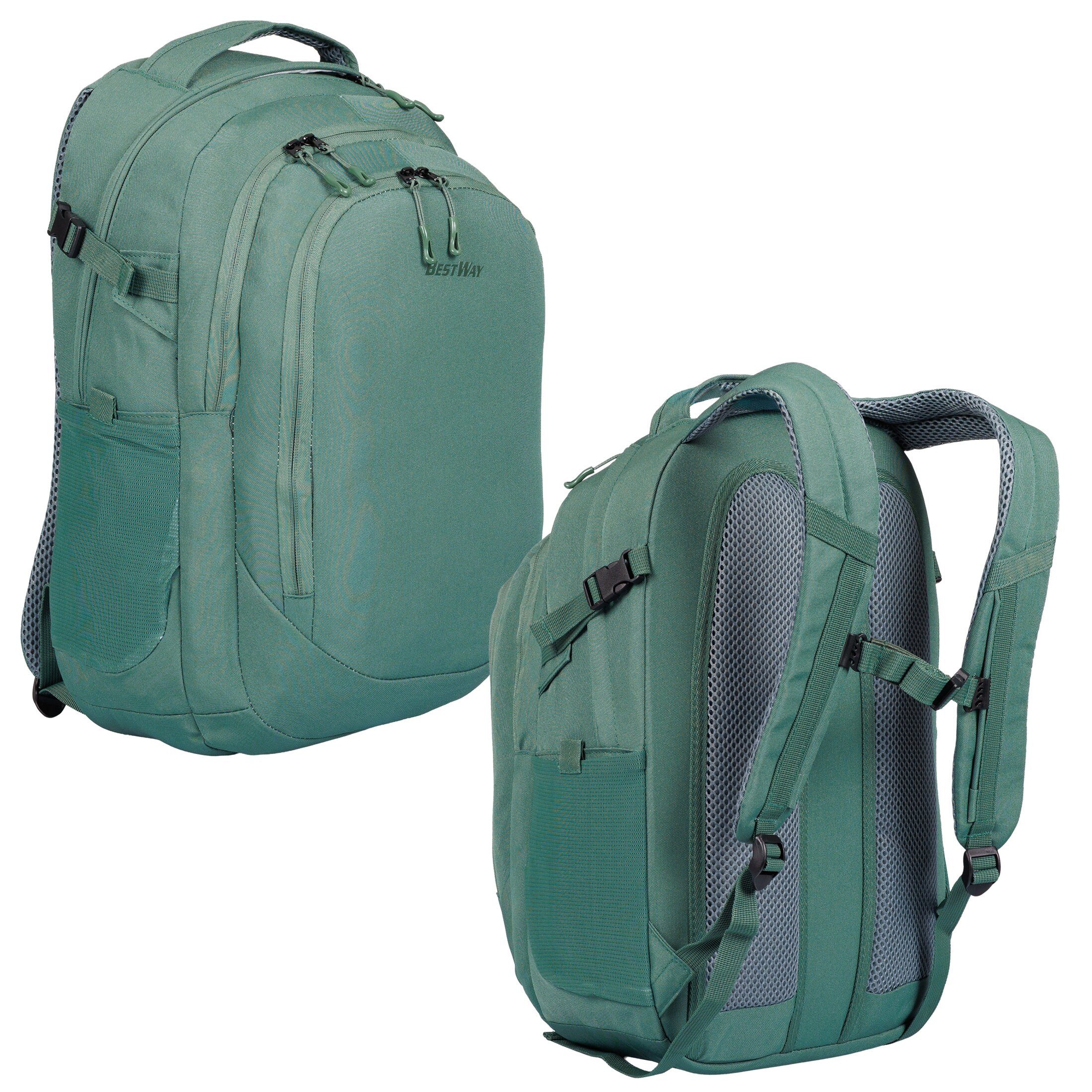 BESTWAY Schulrucksack Mädchen Jungen Schultasche Schulmappe Solid (Set, 3 Teile Set: Rucksack + Mäppchen + Stifte Set 31 tlg), Schulrucksackset Mappe Campus Evo 3 Teile Set 40352 rmv