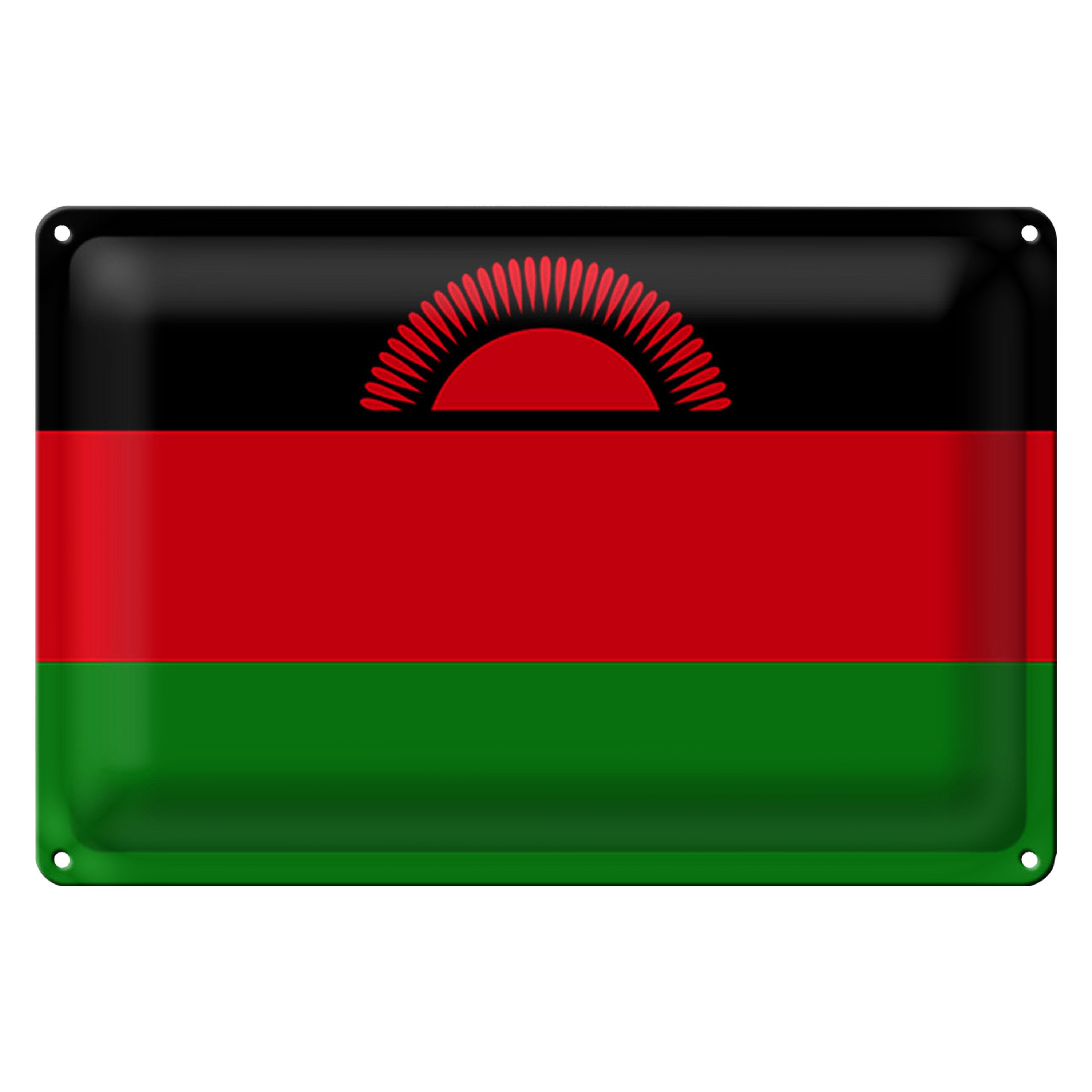 Roomando Metallschild Blechschild Flagge Malawi 30x20cm Flag of Malawi