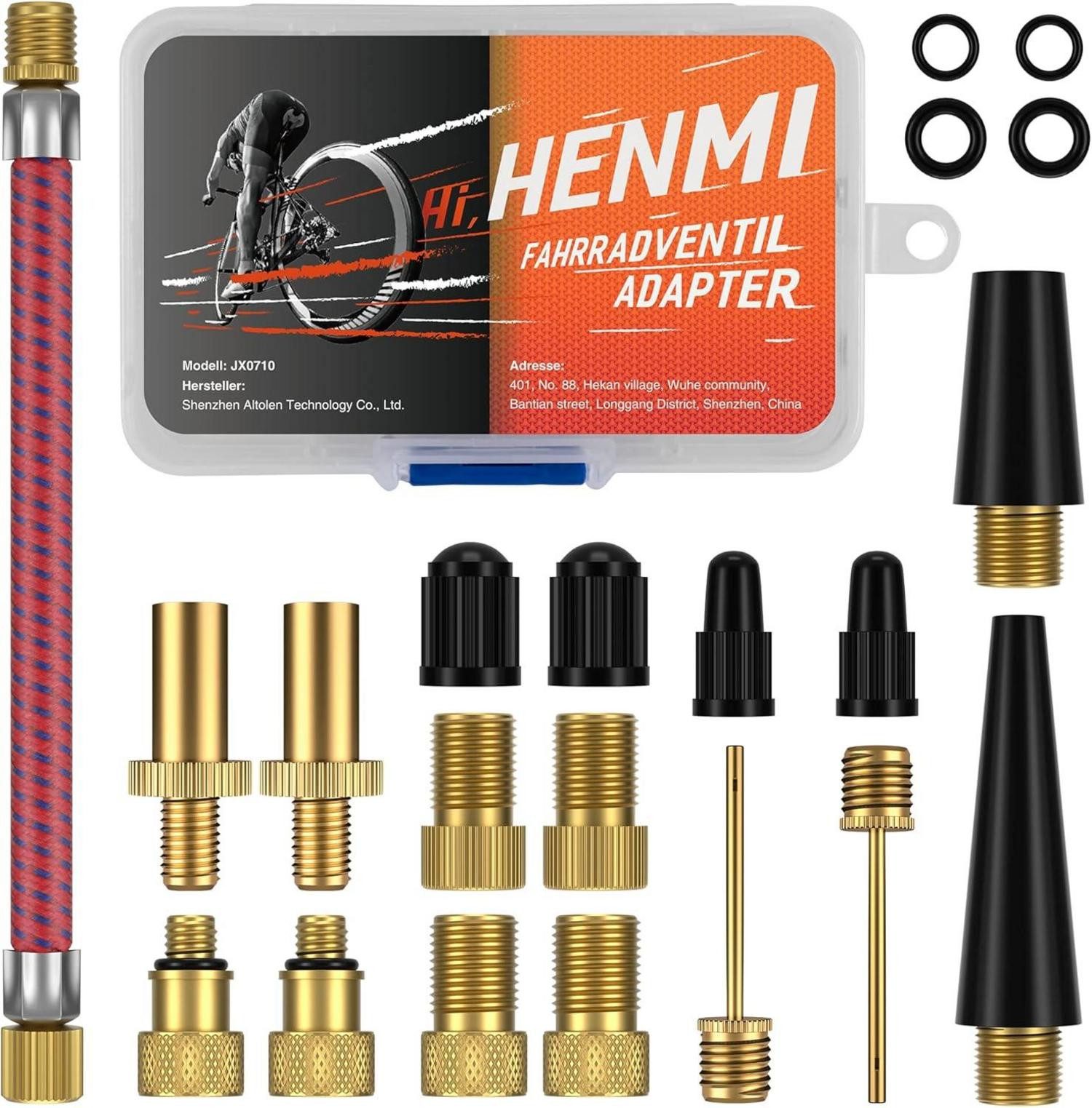 Fahrradständer Fahrradventil Adapter Set für DV SV AV mit Sortierbox 9 Adapter