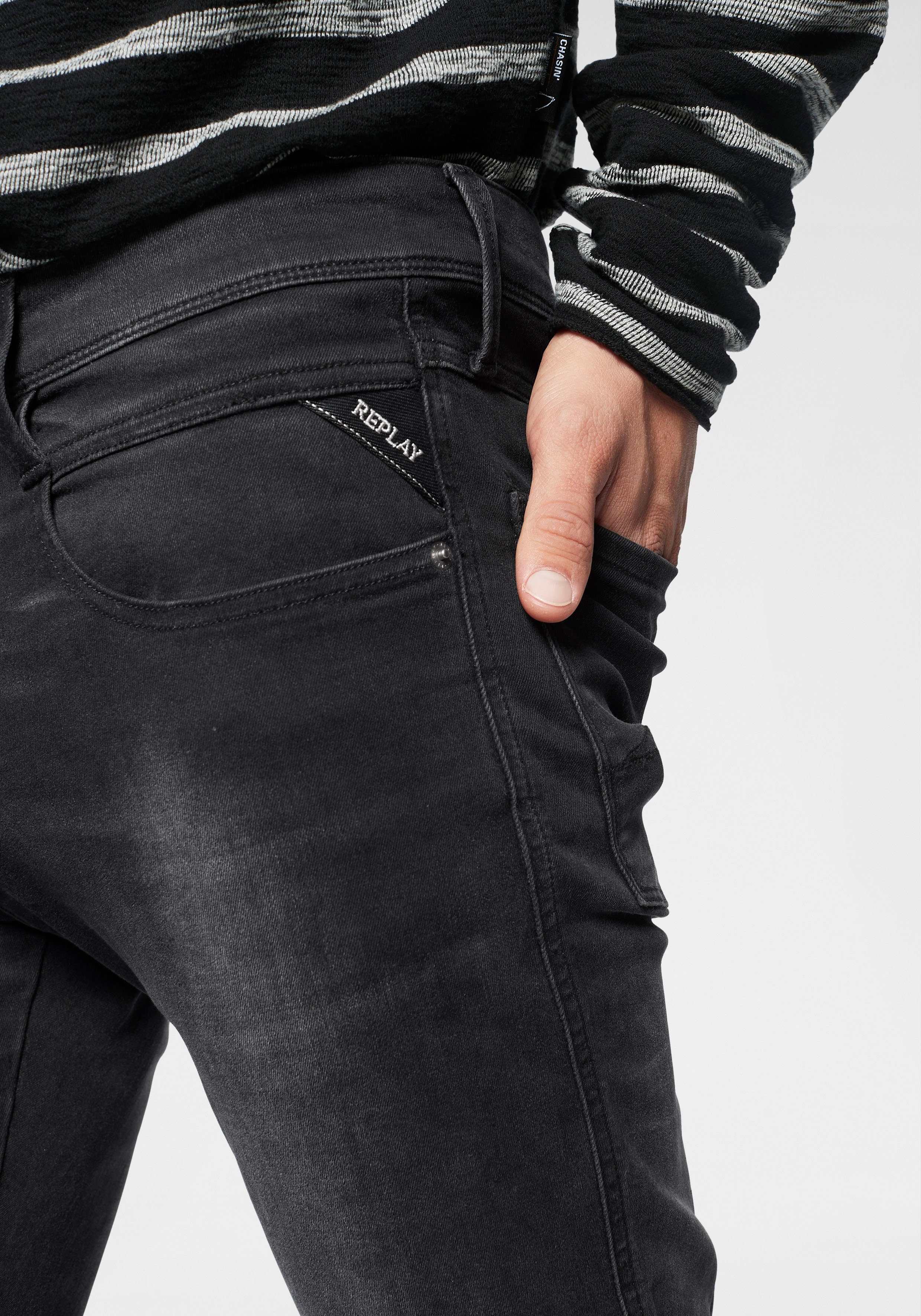 Anbass Replay black-washed Slim-fit-Jeans Superstretch