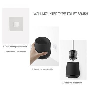 Black Marketplace WC-Garnitur 2 in 1 Silikon WC Toilettenbürste Bürste Klobürste Schwarz