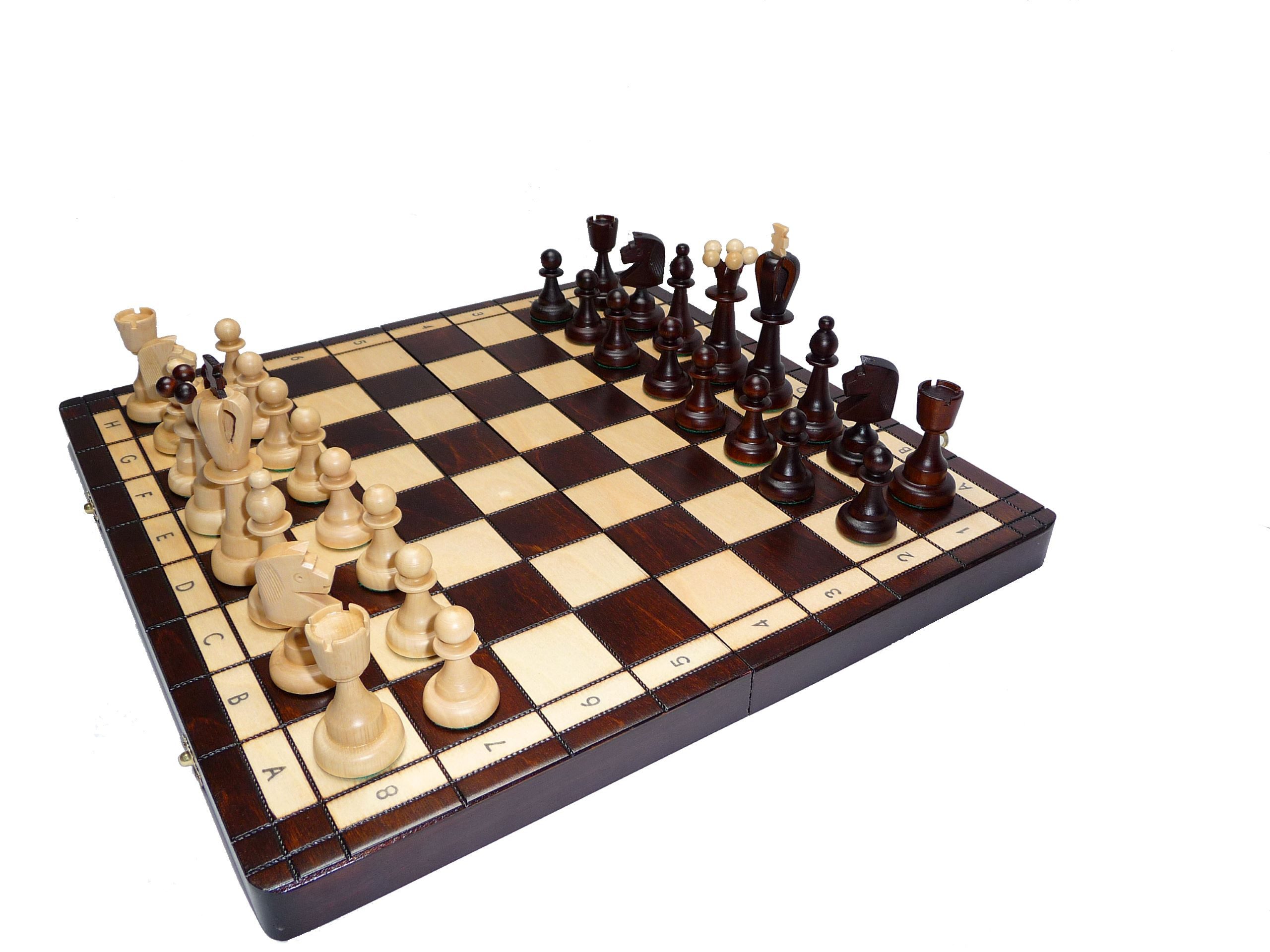 Holzprodukte Spiel Schach Schachspiel Ace Schachbrett 42x42 blau rot grün schwarz braun