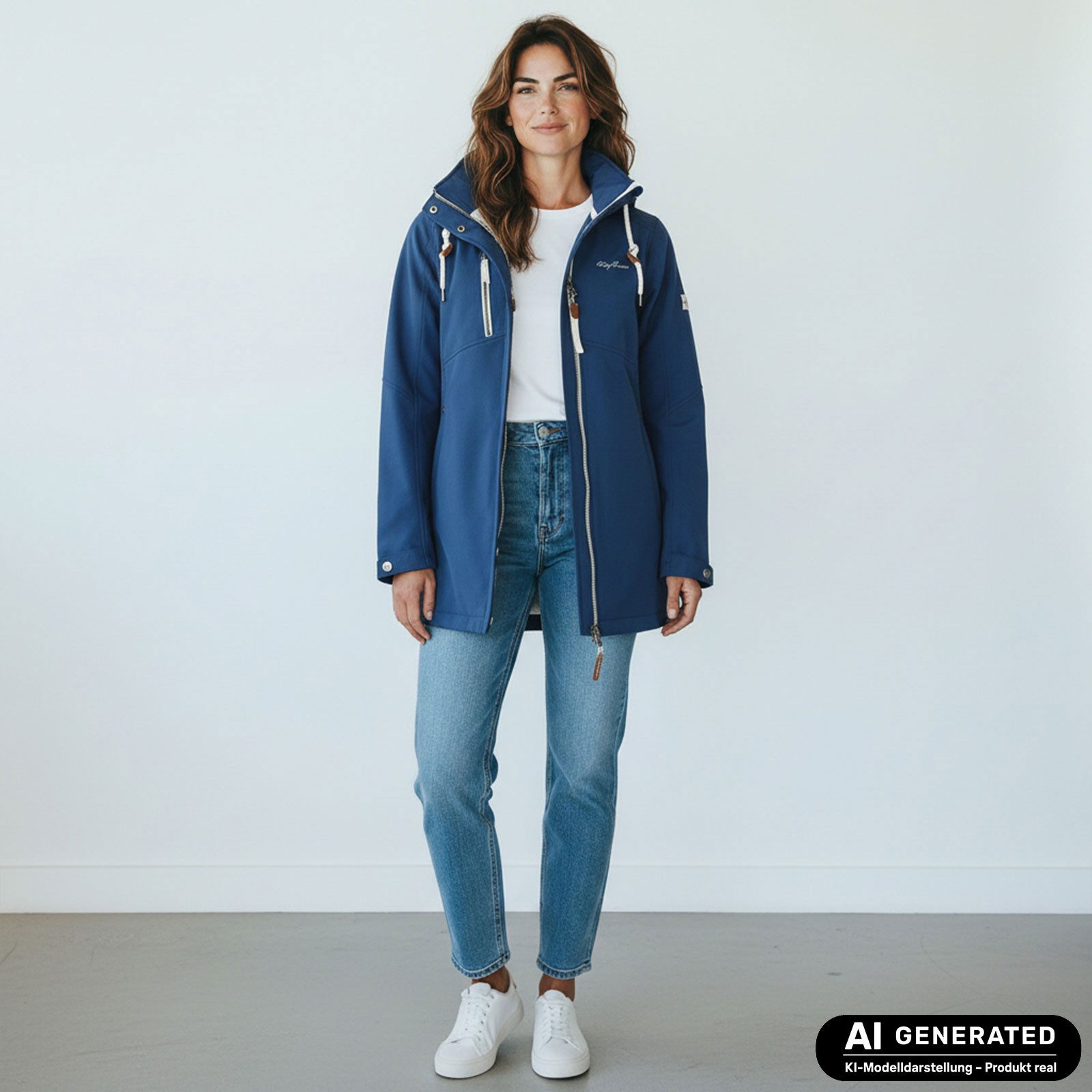 Dry Fashion Softshellmantel Büsum Damen Softshelljacke Fleece-Innenfutter - Mantel Jacke Outdoor Atmungsaktiv, Verstellbare & abnehmbare Kapuze, 2-Wege-Reißverschluss