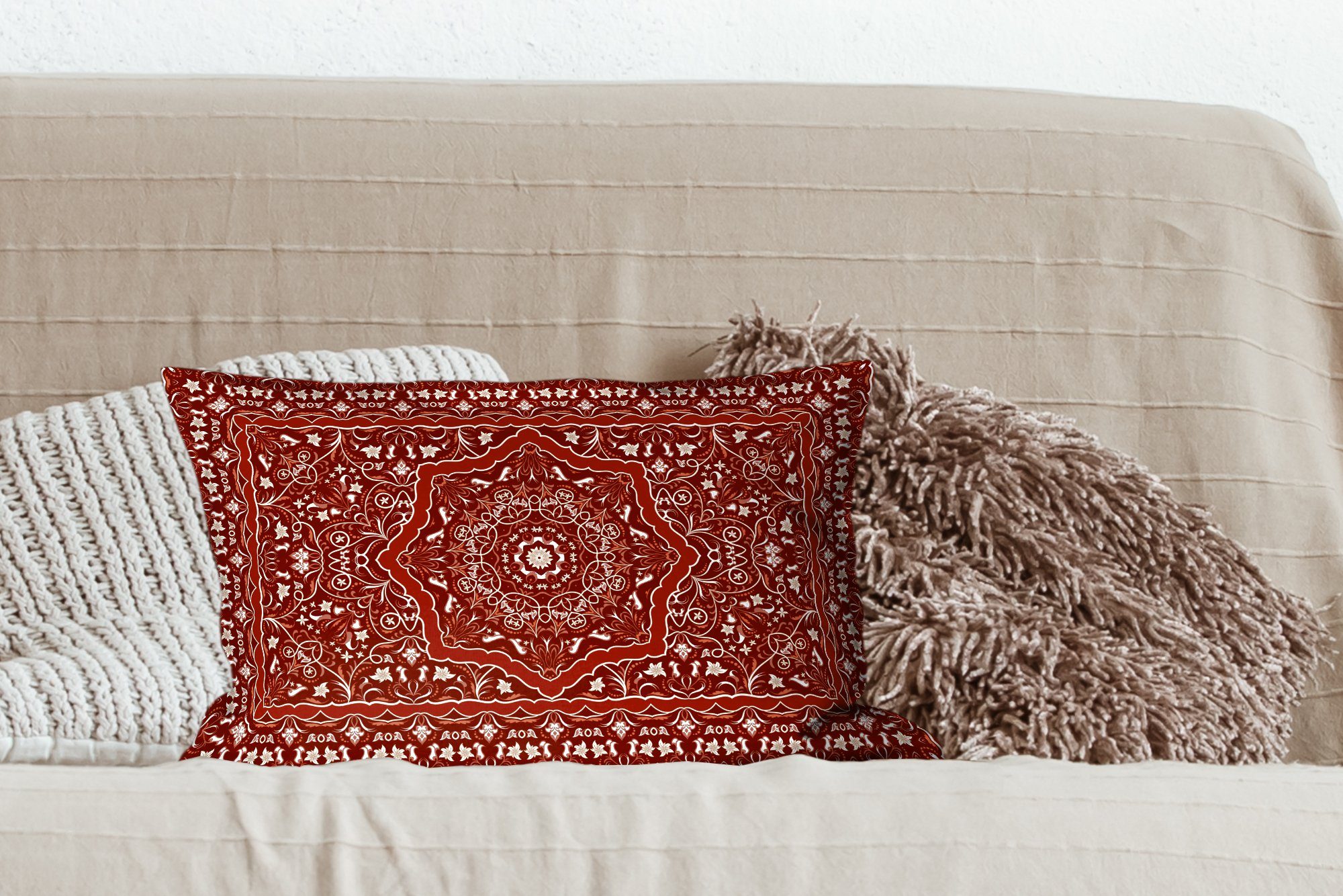 MuchoWow Dekokissen Persischer Teppich - mit - Wohzimmer Zierkissen, Teppich Schlafzimmer Mandala, Dekokissen Füllung, Dekoration