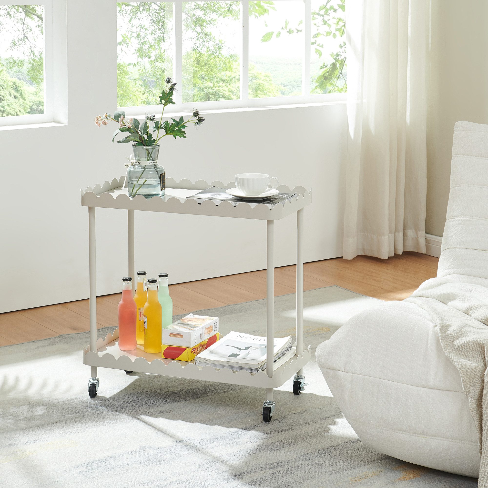 en.casa Servierwagen, »Bolmanralu« mit 2 Ebenen 60 x 61 x 31 cm Metallrahmen Grau