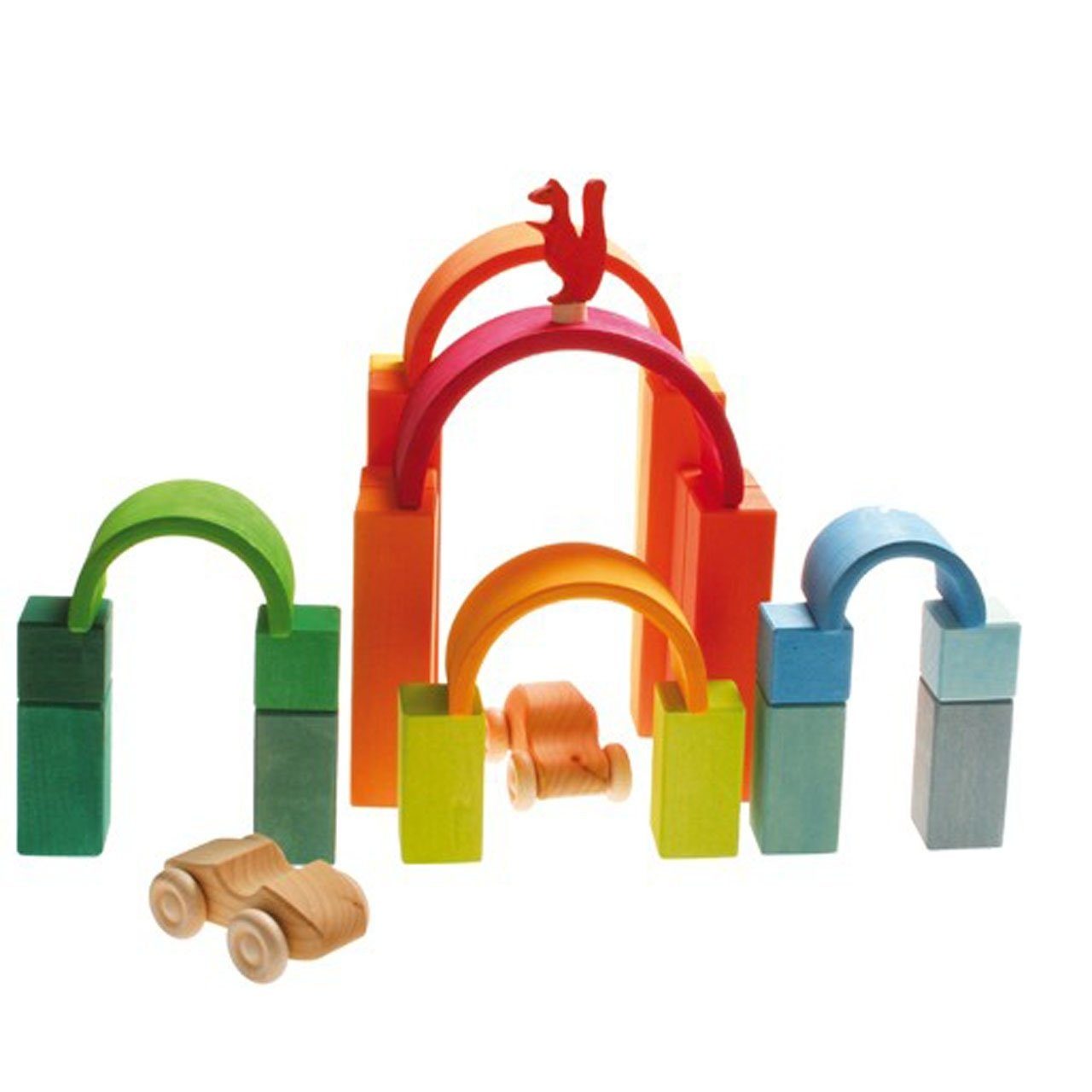 GRIMM´S Spiel und Holz Design Regenbogen klein 6 Teile Holzspielzeug Stapelsteine Spielbausteine