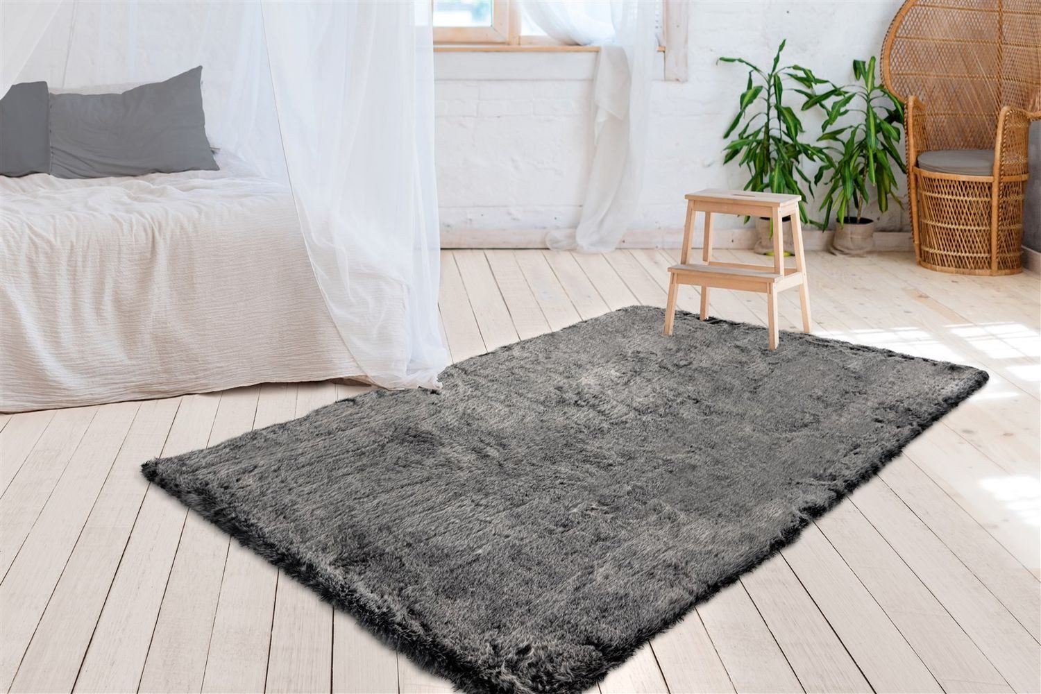 Teppich Boss Hochflor-Teppich Hochflor Teppich Tina 125 - Anthrazit, rechteckig, Höhe: 52 mm
