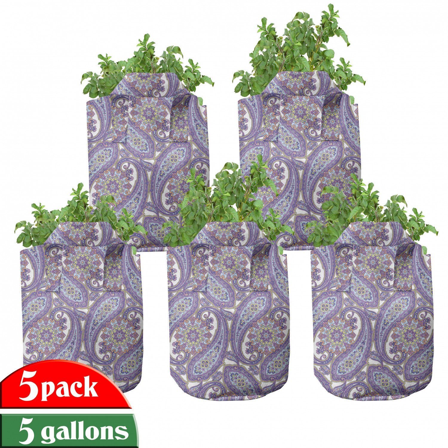 Abakuhaus Pflanzkübel hochleistungsfähig Stofftöpfe mit Griffen für Pflanzen, Paisley Blume