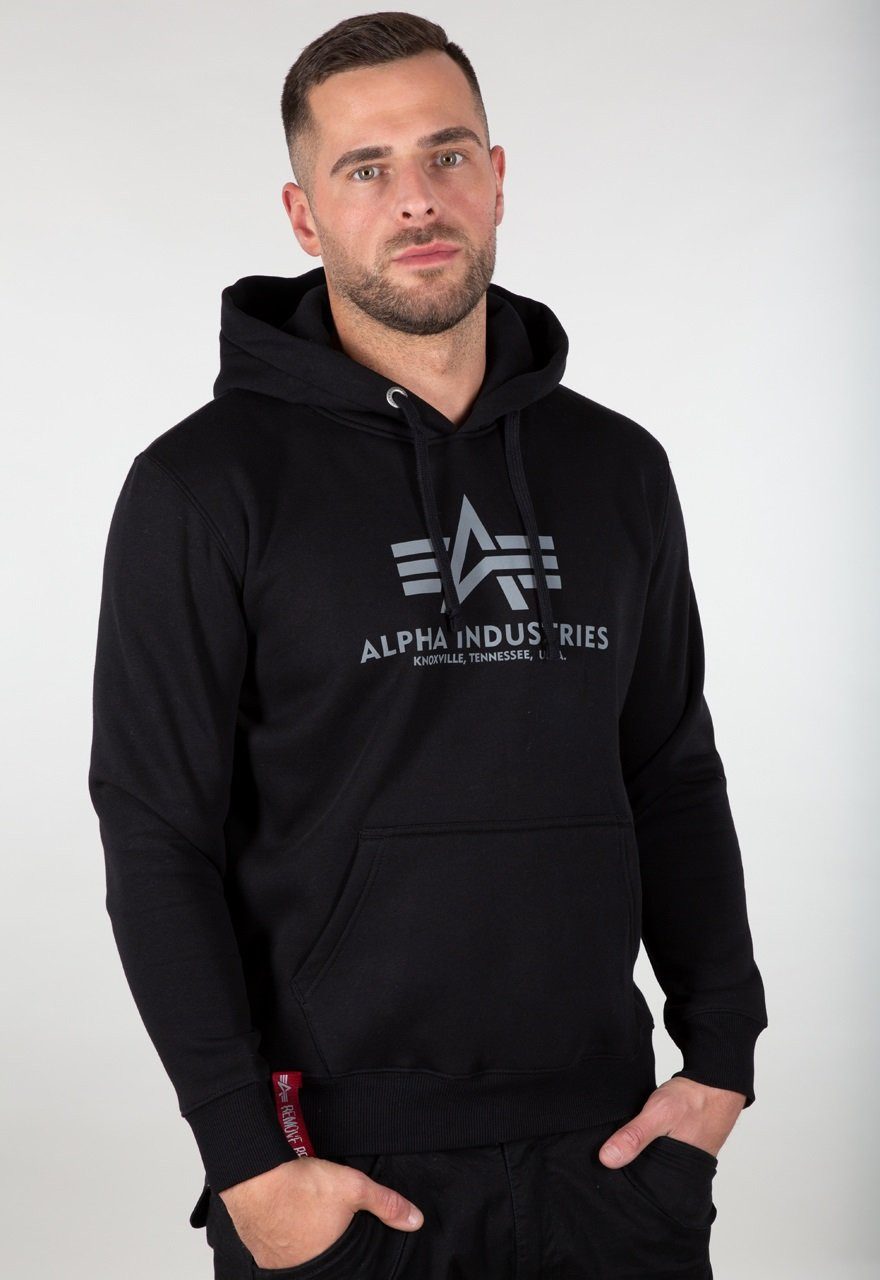 Alpha Industries Kapuzenpullover (Hoodie) reflektierender Print schwarz Herren