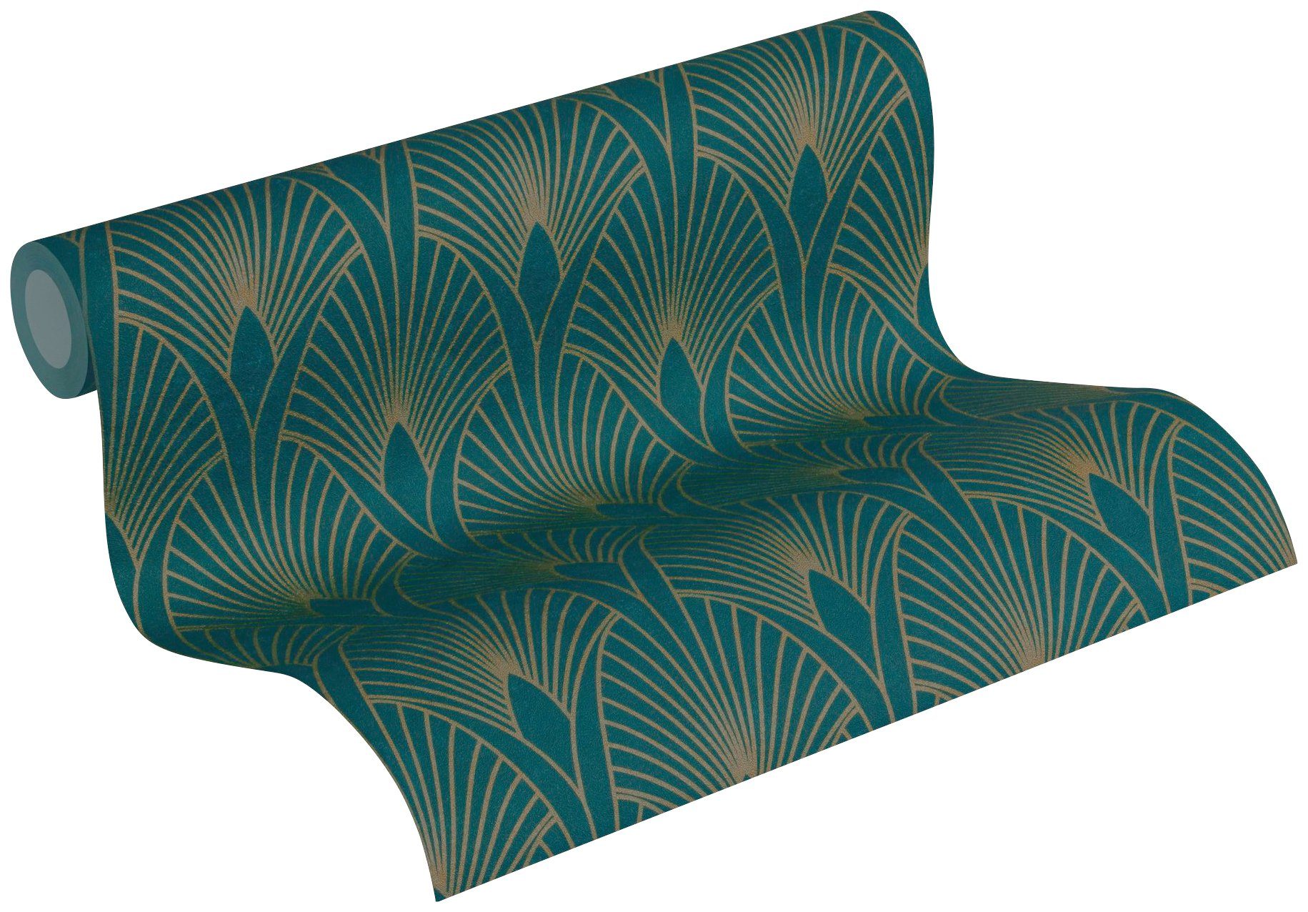 living walls Vliestapete New Walls 50's Glam Art Deco Optik, leicht strukturiert, Barock, gemustert, ornamental, Tapete Art Deco Tapeten Wohnzimmer Schlafzimmer Küche Flur Design Büro