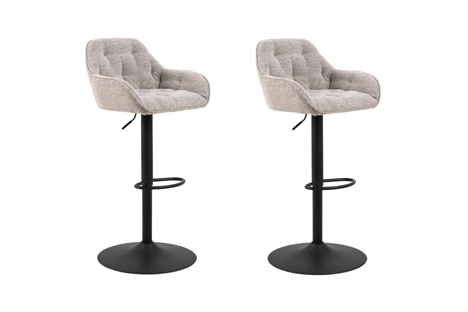 Barhocker BROOKE, 2er Set, Beige, Stoffbezug, Schwarz matt