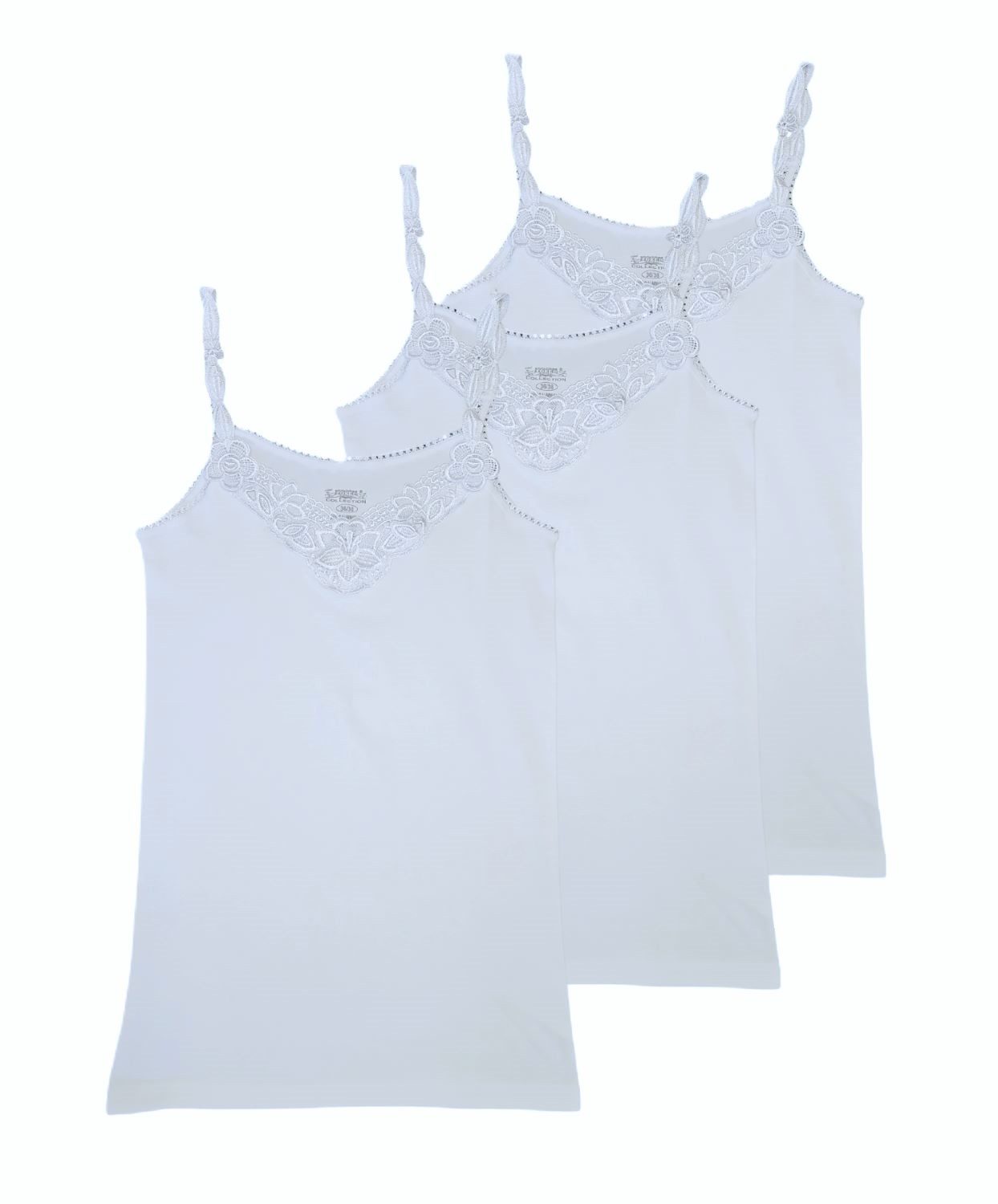 Toker Collection® Achseltop Damen Unterhemd mit elastischen Trägern im 3er Pack (Spar Packung, 3er Pack) aus reiner Baumwolle