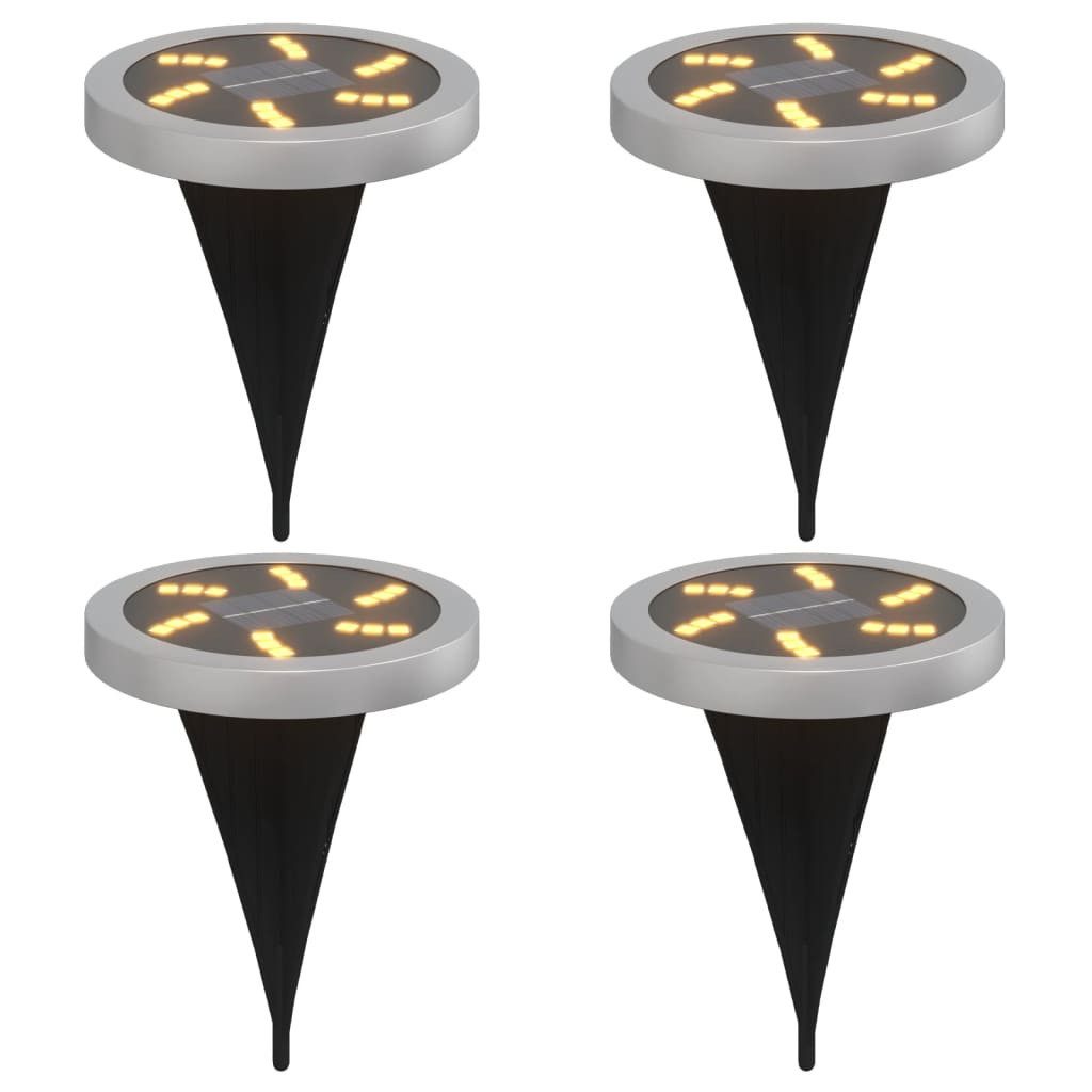 vidaXL LED Solarleuchte Solar-Bodenleuchten mit Erdspieß 4 Stk. Warmweiß