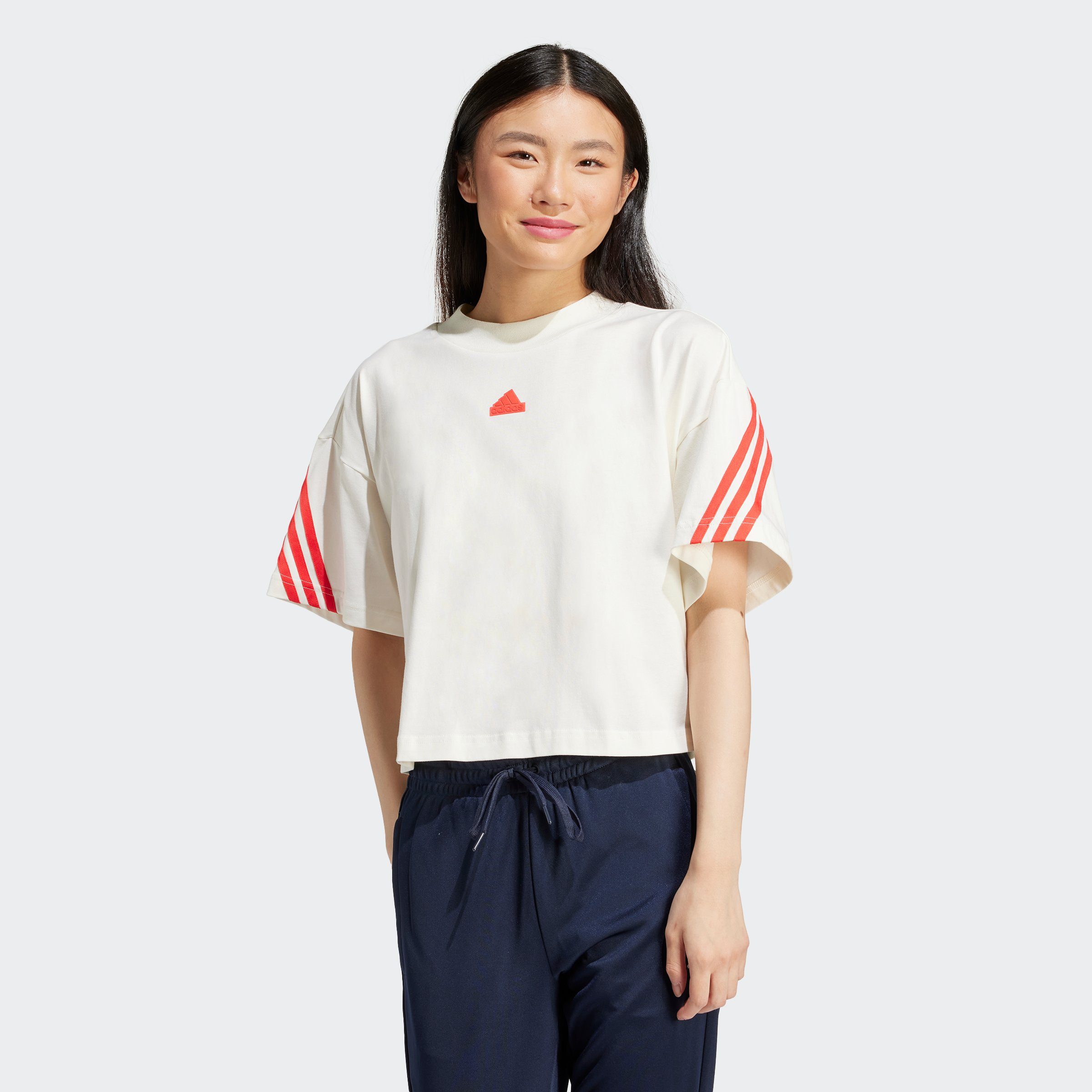 Sportswear W adidas T-Shirt 3S OWHITE/BRIRED FI TEE
