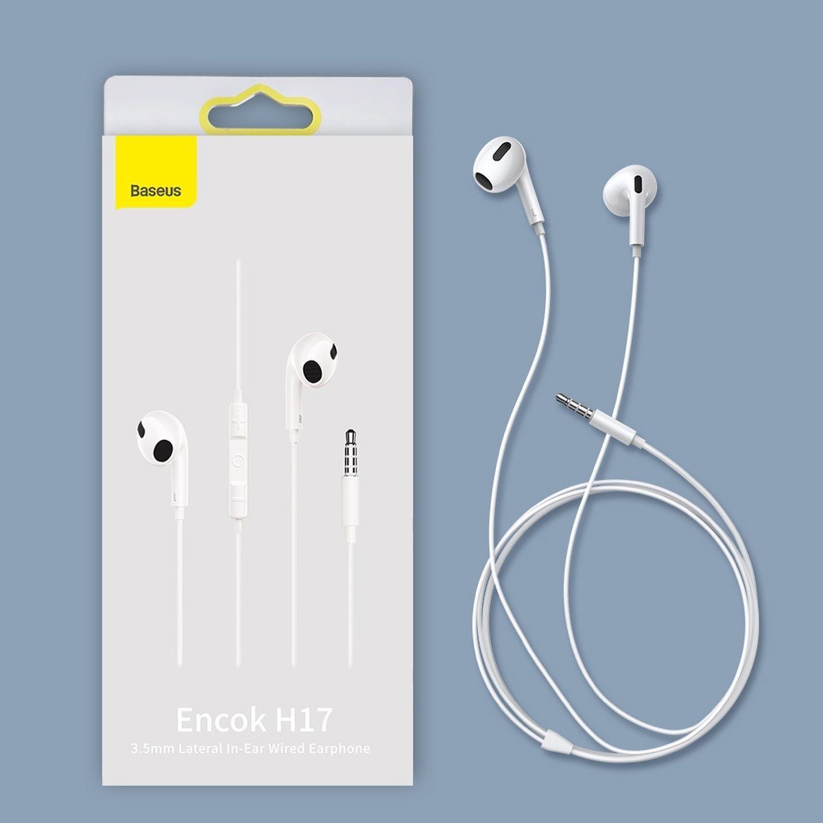 Wasser- H17 Kopfhörer, Kabellänge: weiß Ohr perfekt Encok 3,5-mm-Kopfhörer (kabelgebungen, passen, Kabel, mit kabelgebunden, On-Ear-Kopfhörer m) 1,1 und schweißbeständig, die Miniklinke, Baseus ins