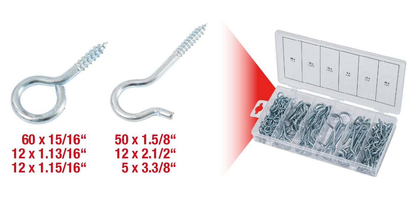 Thumbnail - KS Tools Schraube Sortiment Haken- und Ösenschrauben,151-tlg