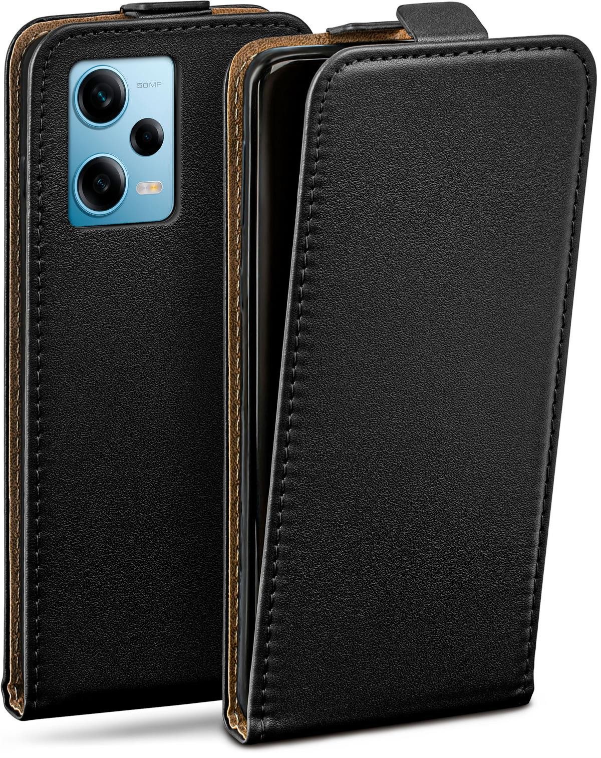 moex Handyhülle für Redmi Note 12 Pro 5G Hülle Klappbar Flip Case Schwarz 6,67 Zoll, 360 Grad Schutz Handytasche Leder Optik PU Lederhülle Cover Klapphülle
