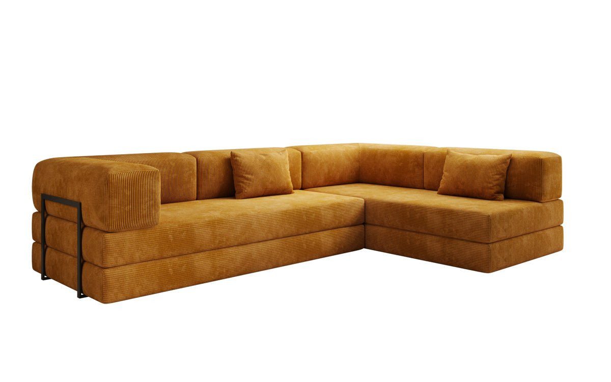 Luxusbetten24 Schlafsofa Designer Sofa Lazy L, mit Aufklappfunktion und Cordbezug