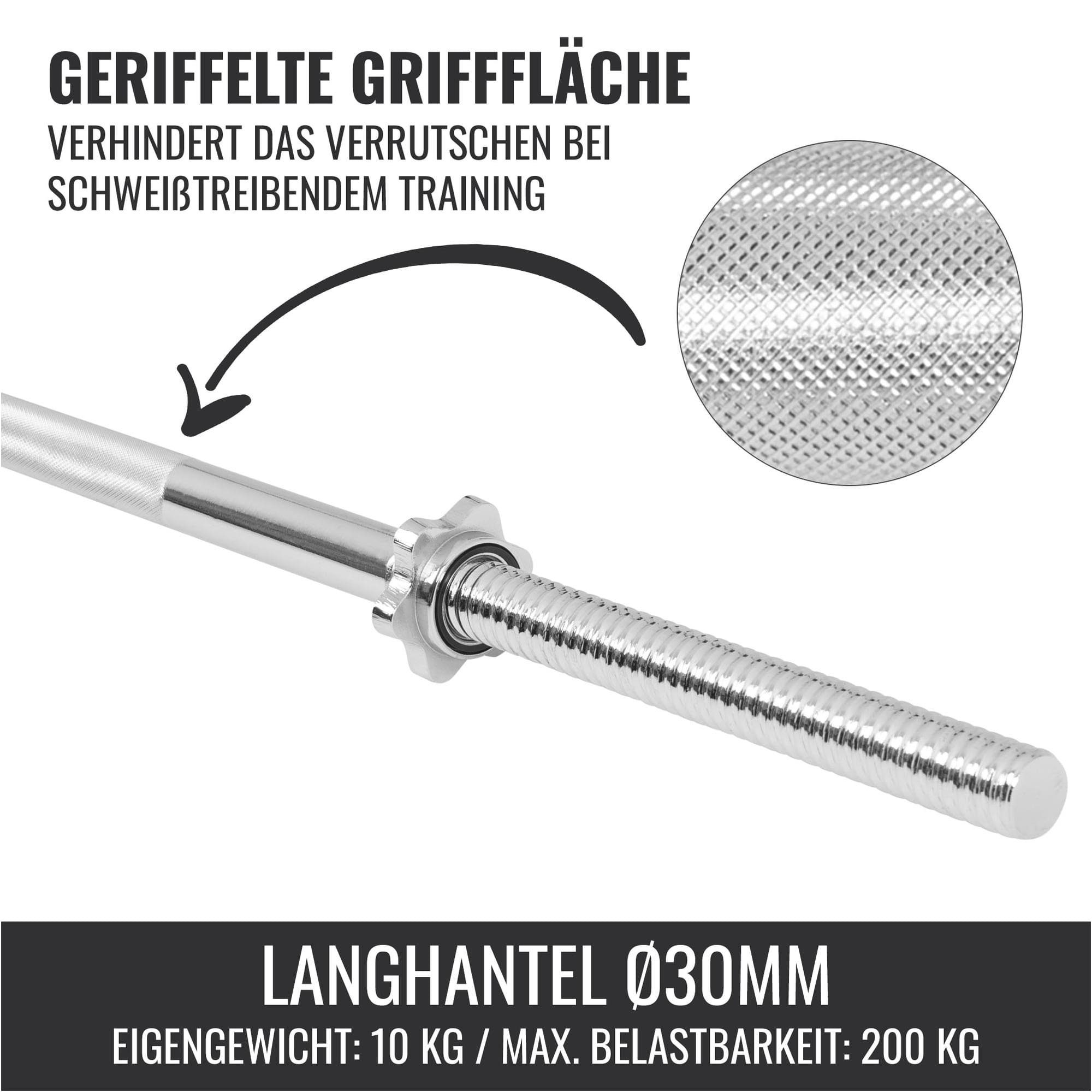 GORILLA SPORTS Langhantelstange Langhantelstange 170 cm mit Sternverschluss, 35 cm (3-tlg)
