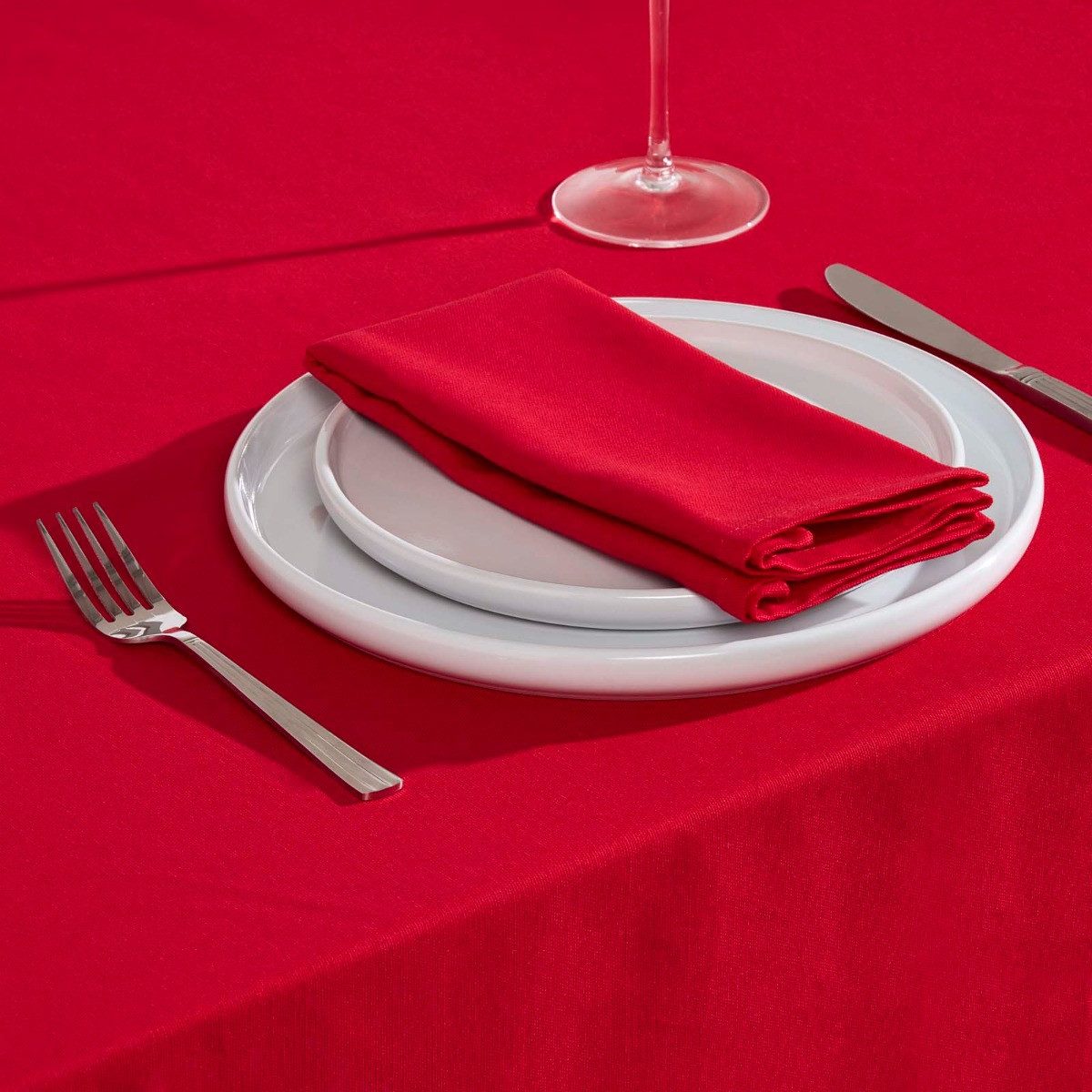 Homescapes Tischdecke Tischdecke rot – 137 x 137 cm, 100% Baumwolle (1-tlg) – Bild 3 von 5