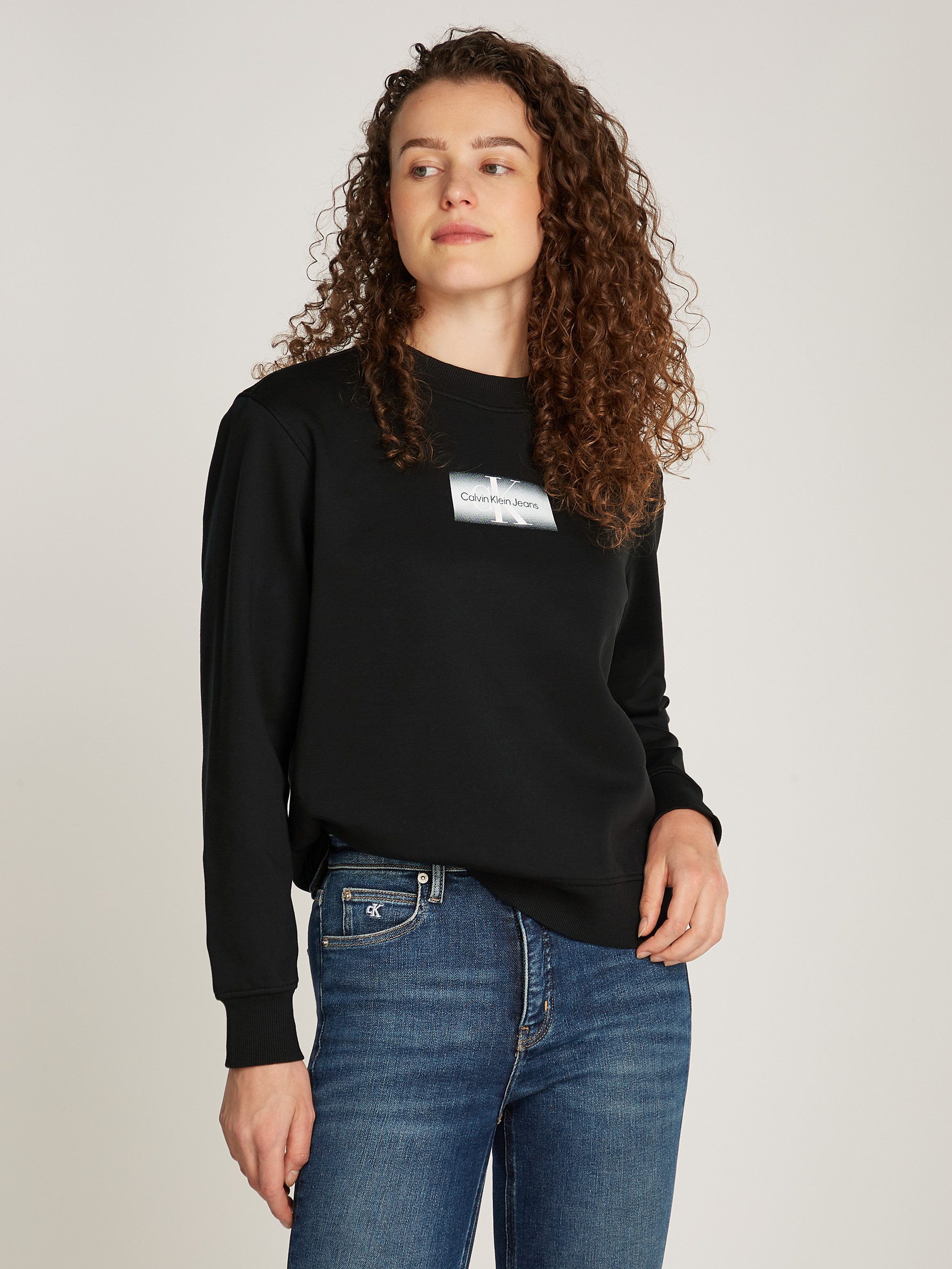 Calvin Klein Jeans Sweatshirt OUTLINED CK REGULAR CN mit Logodruck