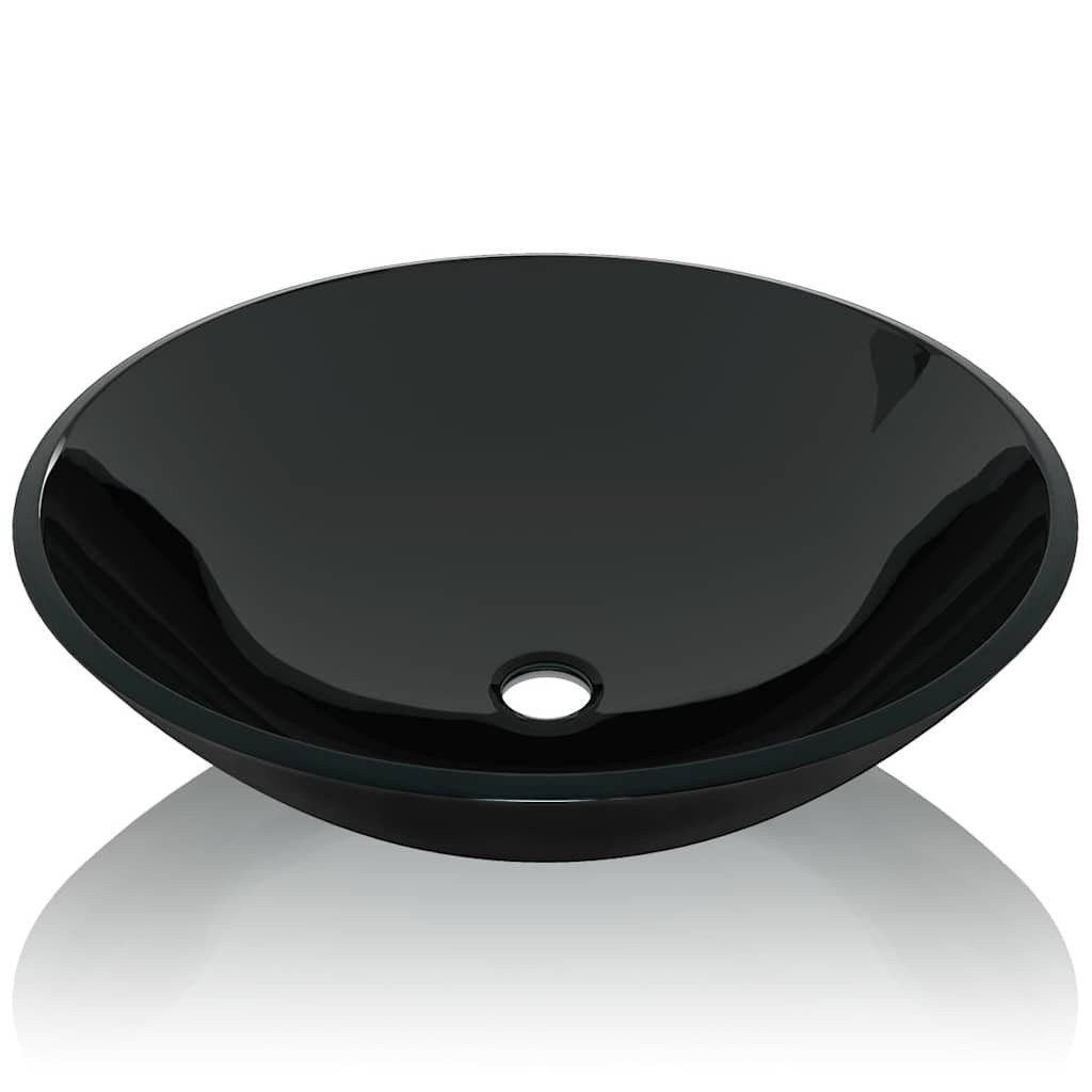vidaXL Waschbecken Waschbecken Hartglas 42 cm schwarz