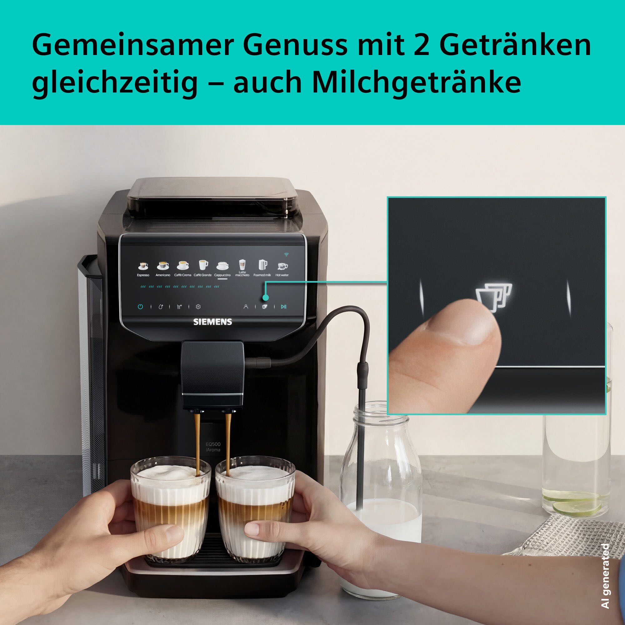 SIEMENS Kaffeevollautomat EQ500 TP553E09, Doppeltassenfunktion, 41 Getränke, einfache Reinigung, Keramikmahlwerk, entnehmbare Brüheinheit, Steuerung per App, Sc – Bild 5 von 5