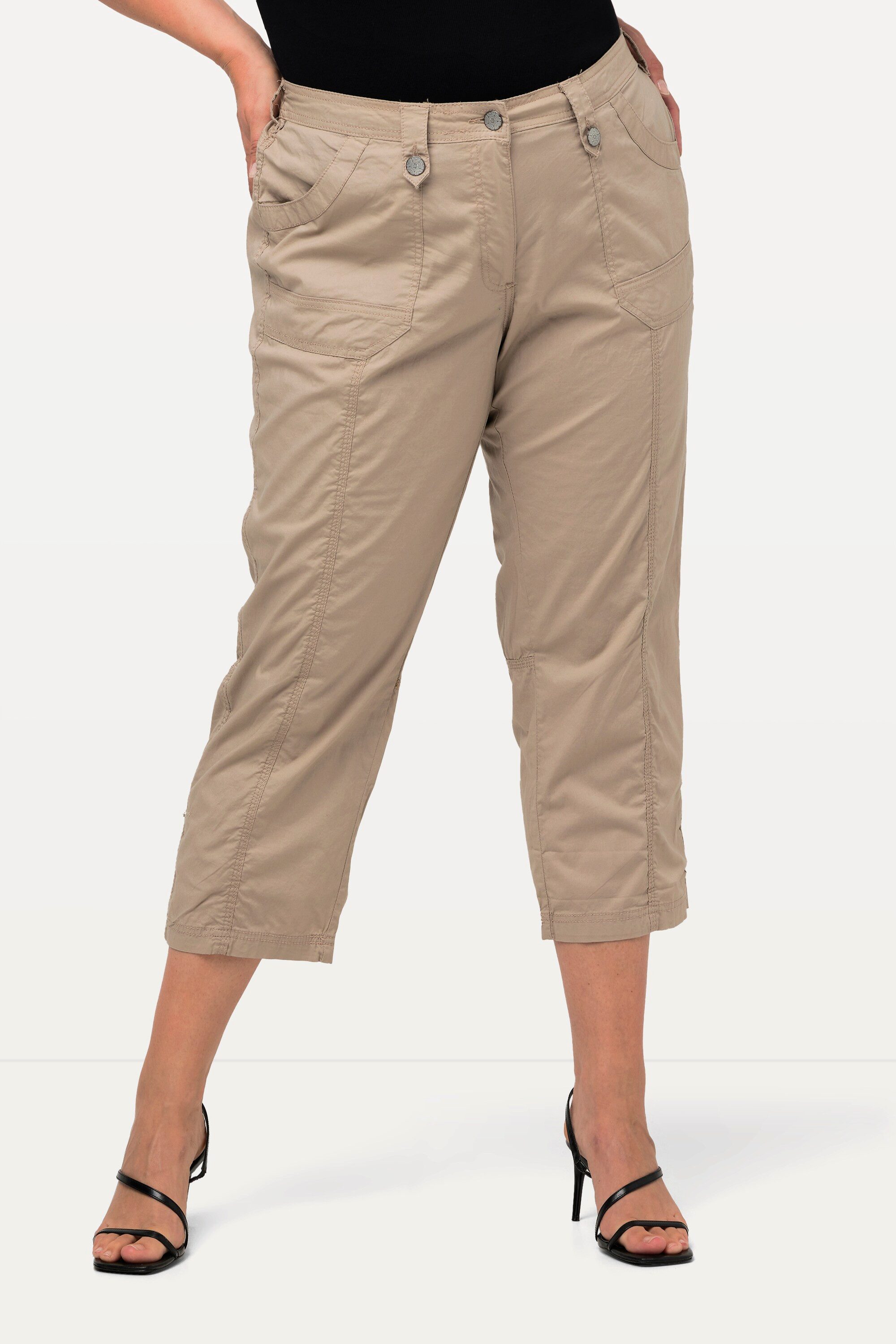 Ulla Popken Funktionshose 7/8-Cargohose Krempelriegel Komfortbund günstig online kaufen