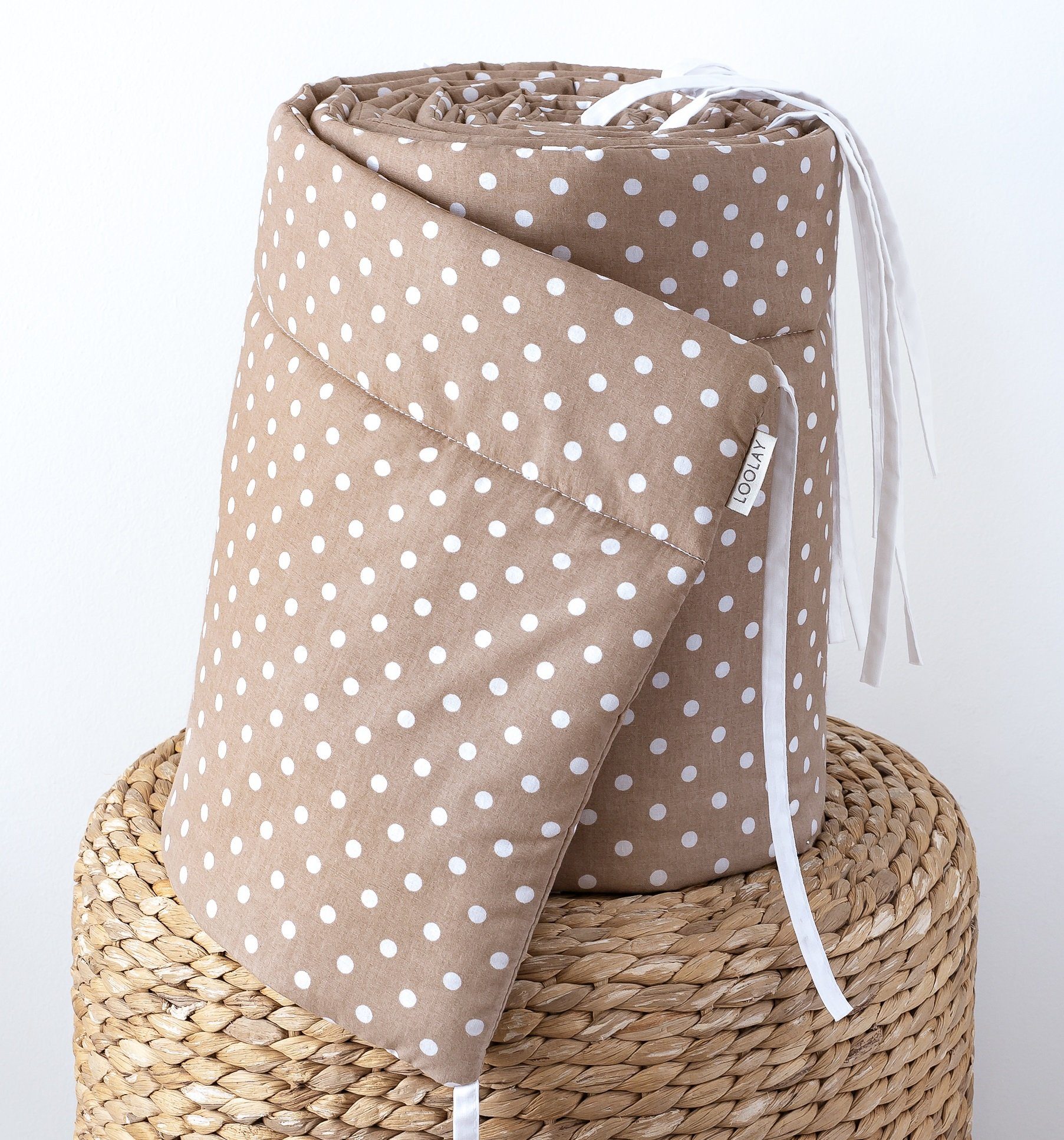 Loolay Bettnestchen Taupe BRAUN Punkte Bettumrandung Babybett 420, 360, 210 günstig online kaufen