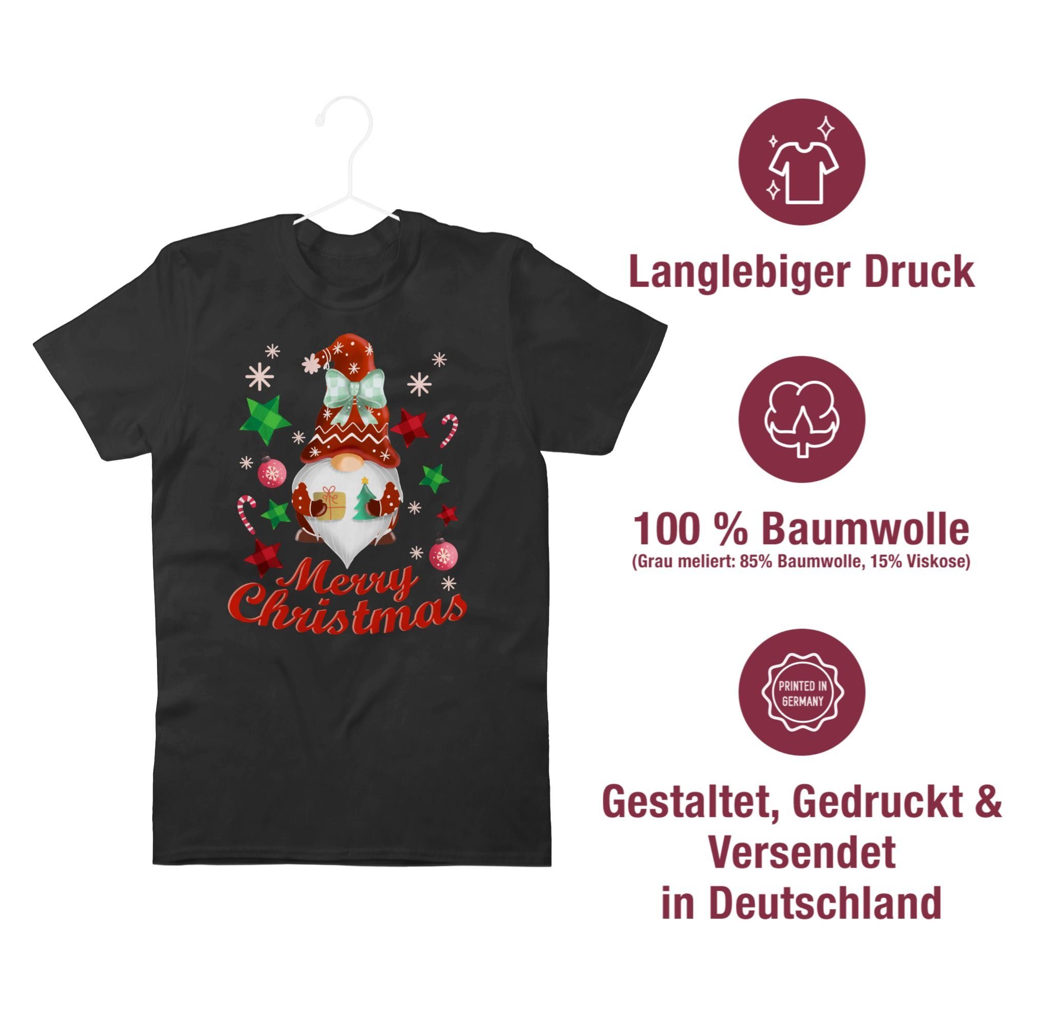 Schwarz Weihachten Kleidung T-Shirt Wichtel Weihnachtlicher Shirtracer 01