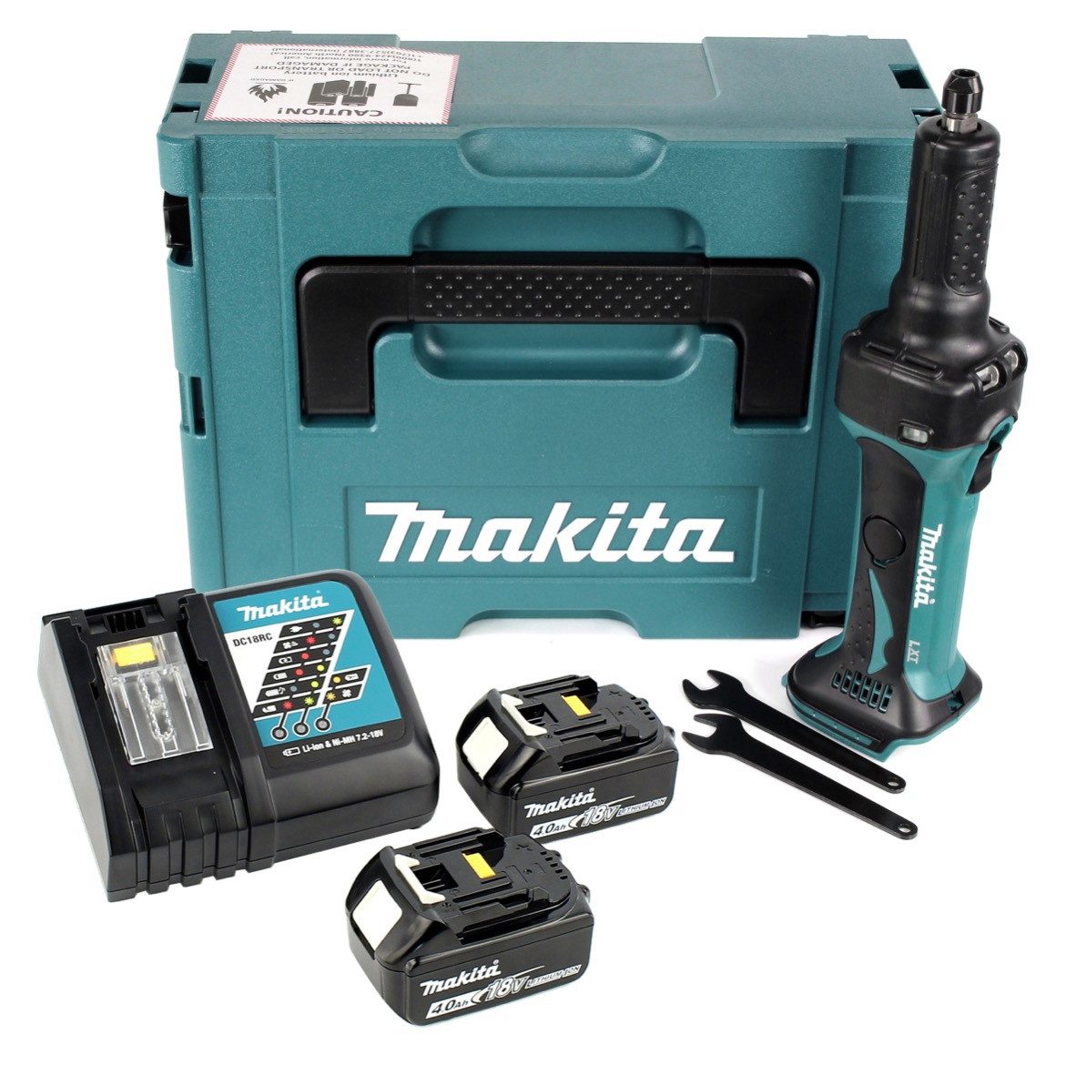 Makita Akku-Geradschleifer DGD 800 RMJ Akku Geradschleifer 18V + 2x Akku 4,0Ah + Ladegerät