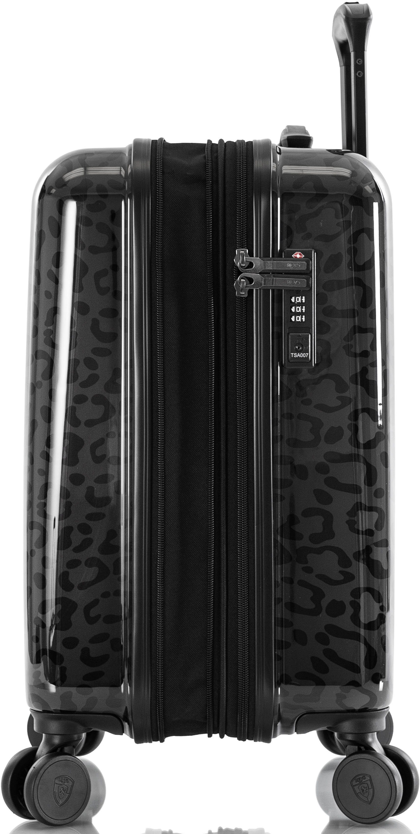 cm, 53 Leopard Heys Volumenerweiterung Leopard, Hartschalen-Trolley mit Rollen, 4 Black