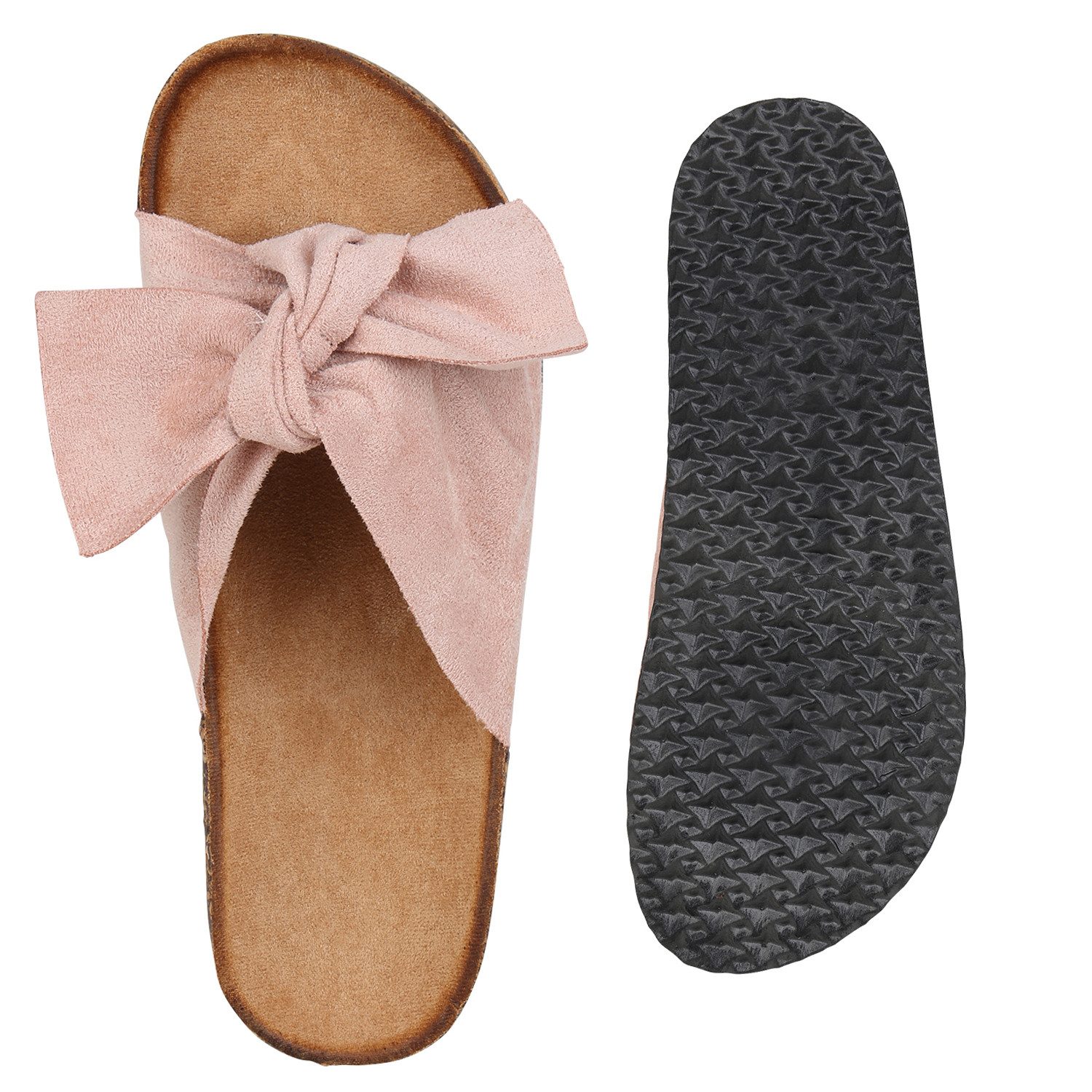 VAN HILL 833538 Pantolette Damen Sandalen Pantoletten Korkoptik Sommer Schlappen Hausschuhe