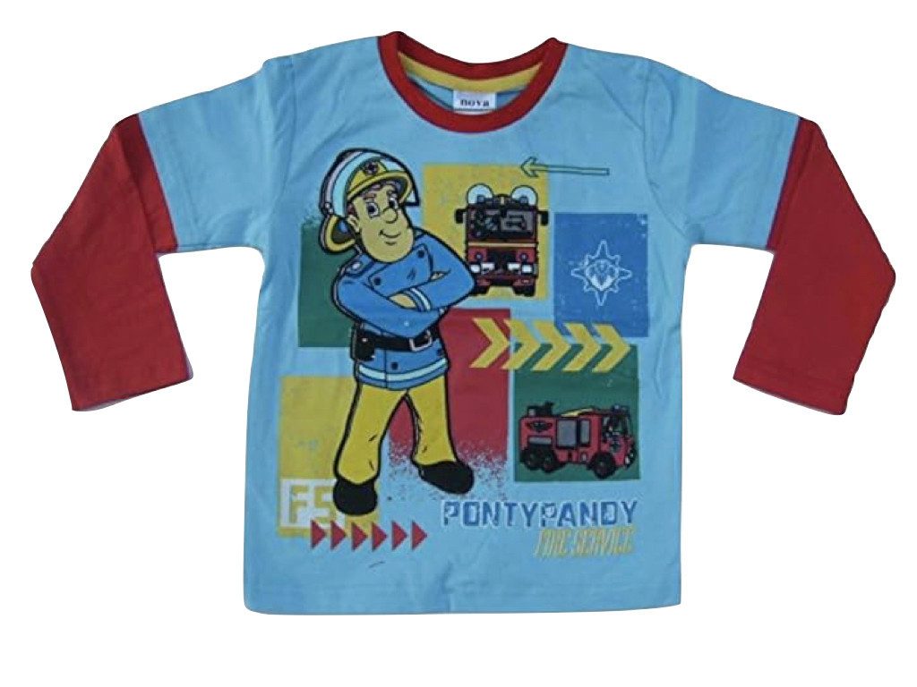 Feuerwehrmann Sam Langarmshirt Feuerwehrmann Sam hellblau Gr. 92