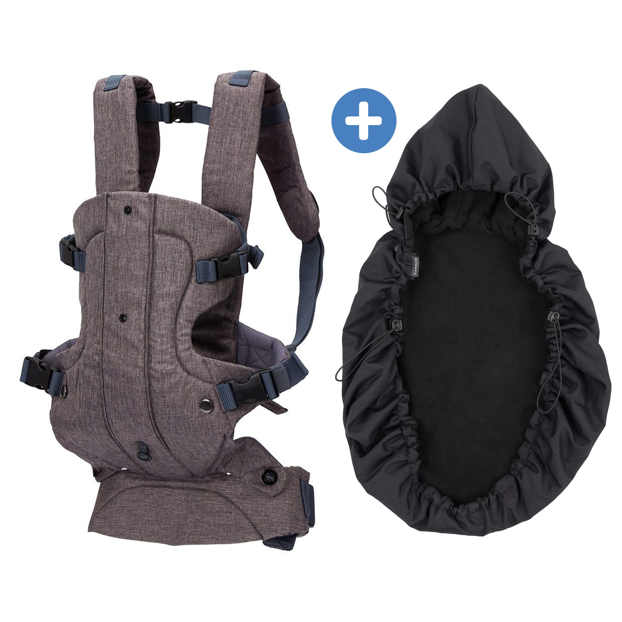 Fillikid Babytrage Walk - Grau Melange, Bauchtrage Rückentrage & Wetterschutz für Baby & Kleinkind (3,5-15 kg)