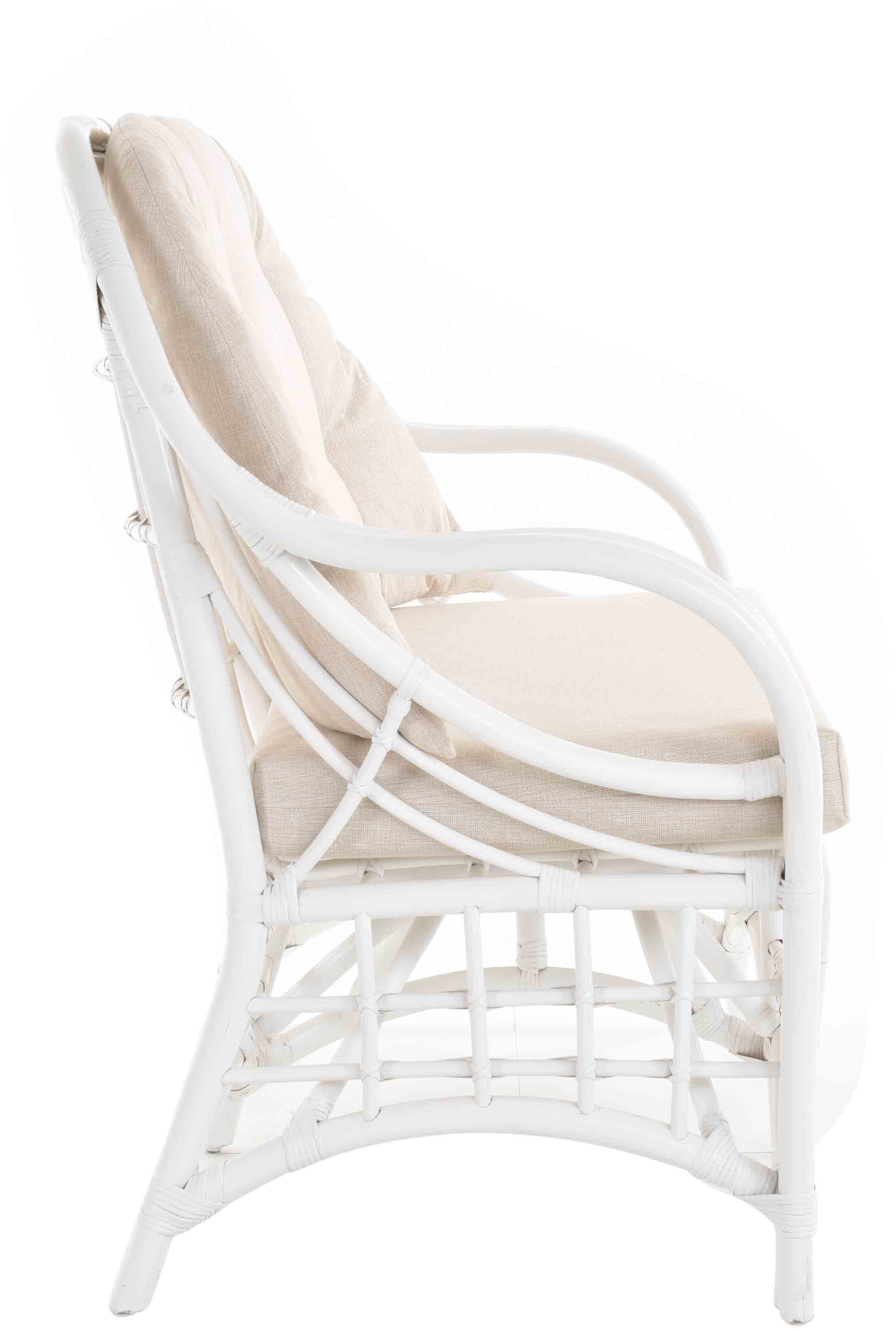 Krines Home Loungesofa Rattansofa 2-Sitzer-Sofa Wintergarten Natur Rattan Couch Rattanmöbel