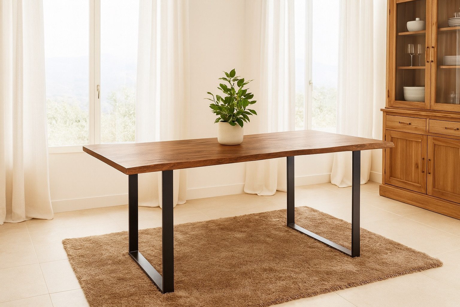 SAM® Baumkantentisch Quarto, Akazienholz, Baumkante, Metallgestell günstig online kaufen