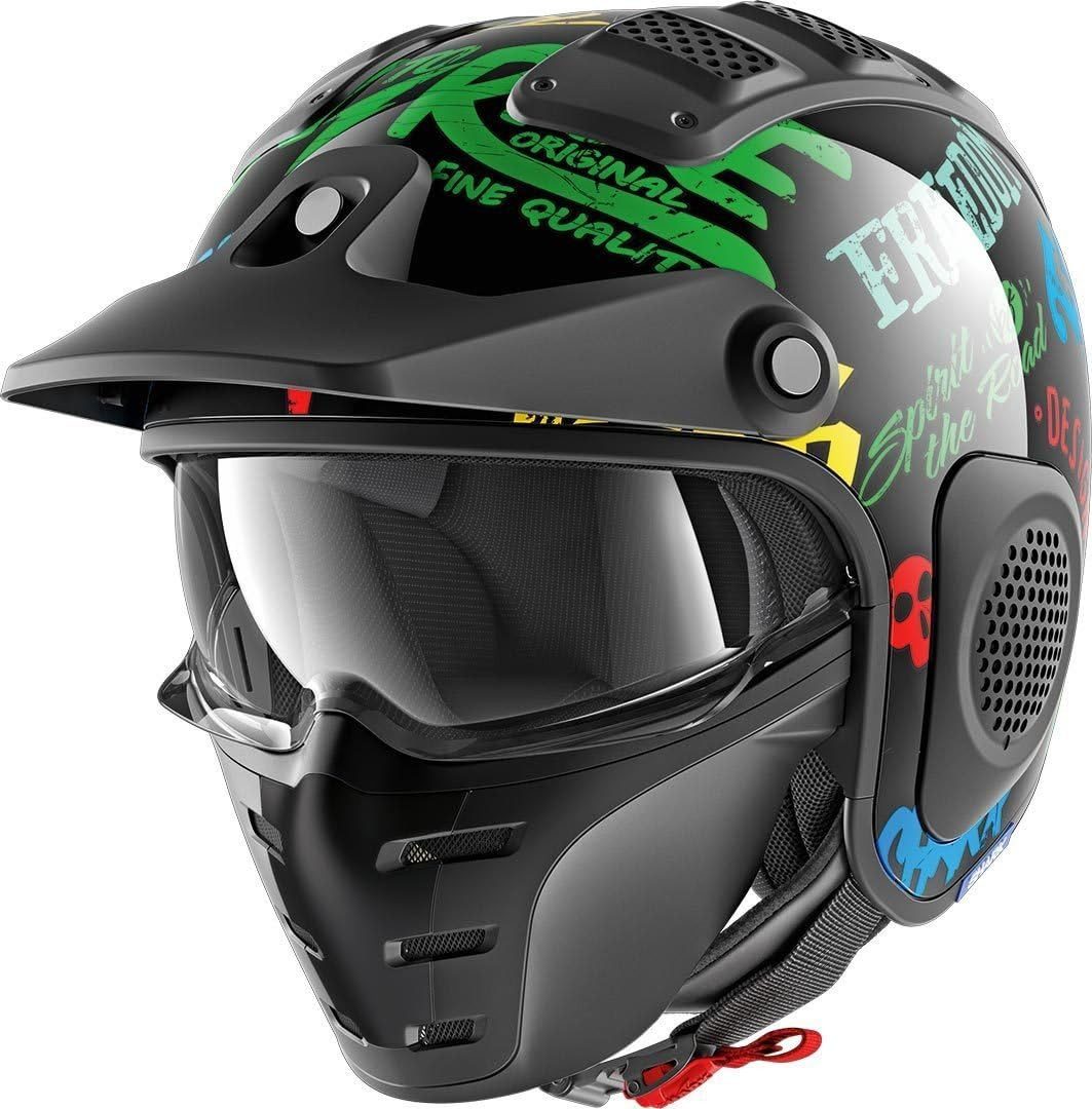SHARK HELMETS Motorradhelm Shark X-Drak Freestyle Cup Jethelm, Schwarz, Gr. M