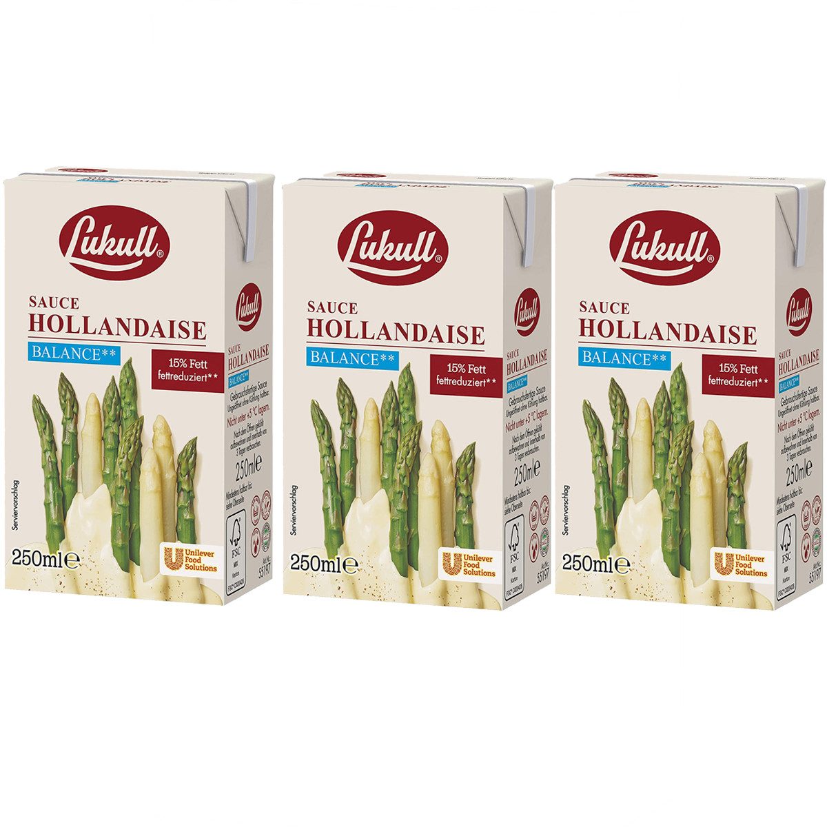 Lukull Saucen, Lukull Sauce Hollandaise Balance cremig Premium Produkt 250ml 3er Pack