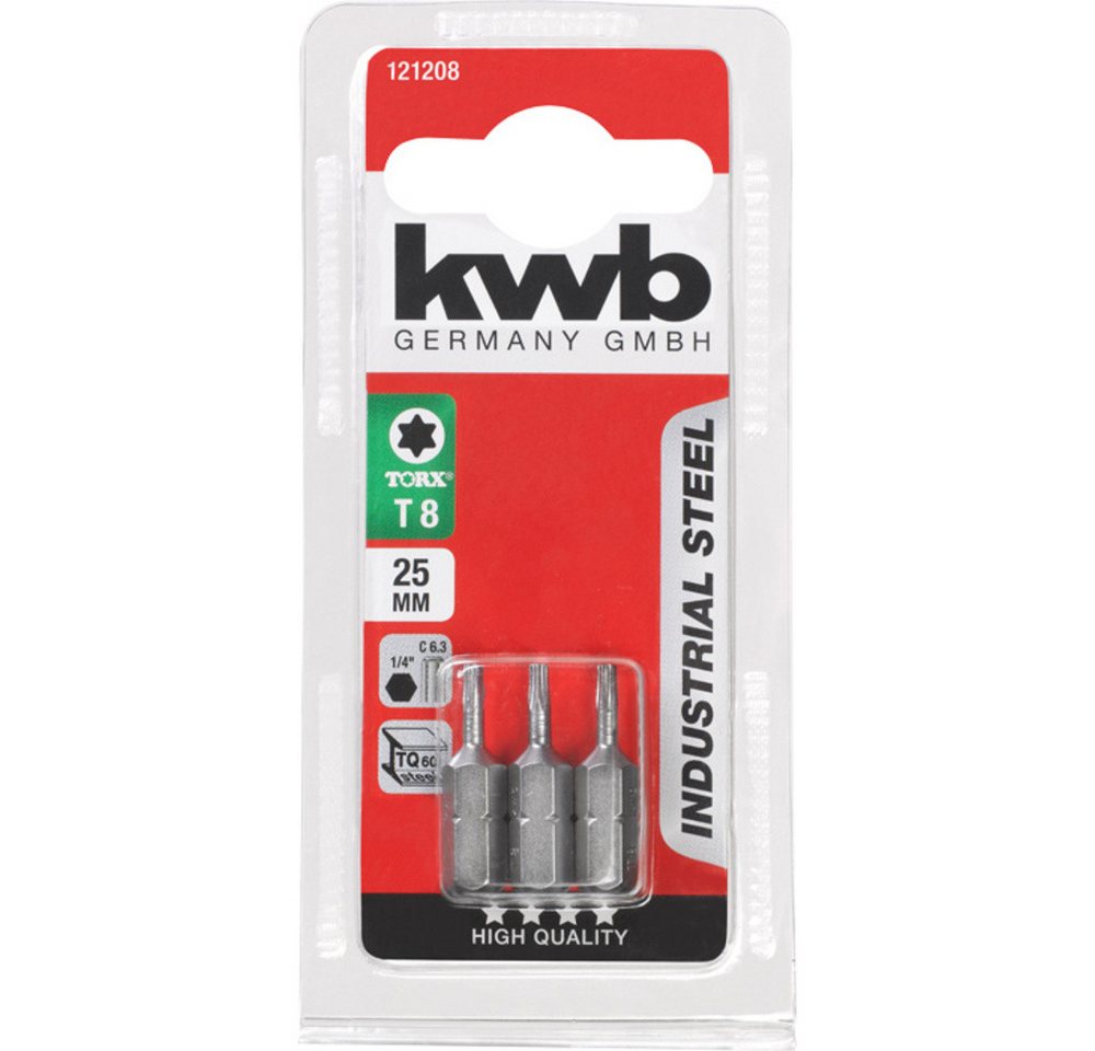 Thumbnail - kwb Torx-Bit kwb 121208 Sechskant-Bit T 8 Stahl 3 St.