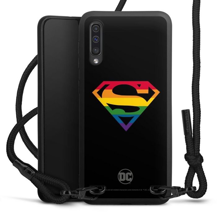 DeinDesign Handyhülle Superman Regenbogen Offizielles Lizenzprodukt Samsung Galaxy A50 Premium Handykette Hülle mit Band Case zum Umhängen