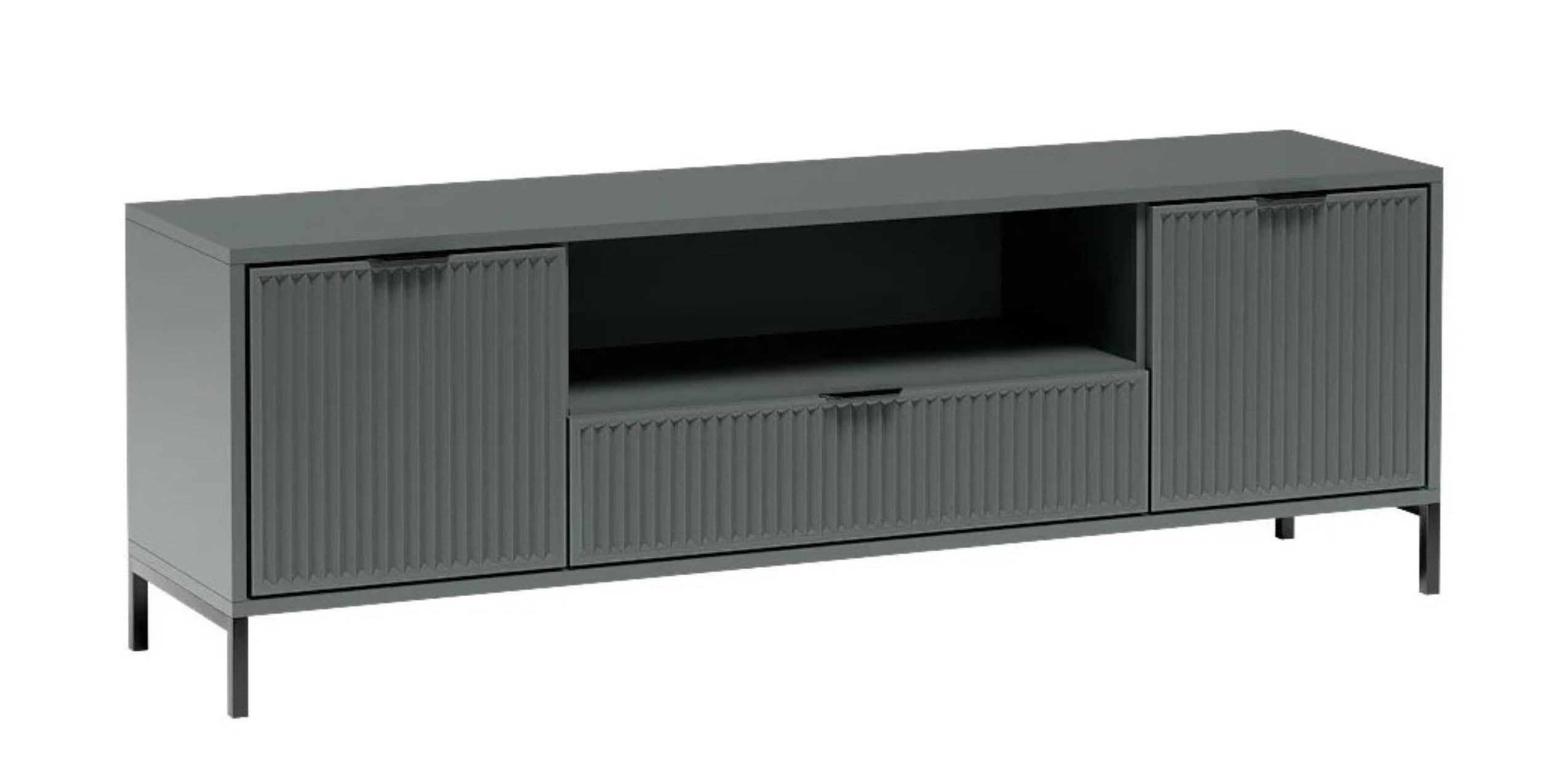99rooms Lowboard Klink (TV-Kommode, TV-Schrank, Fernsehschrank), Stilvolles Design, Soft-Close, geriffelte Elemente, ABS-Schutzkanten