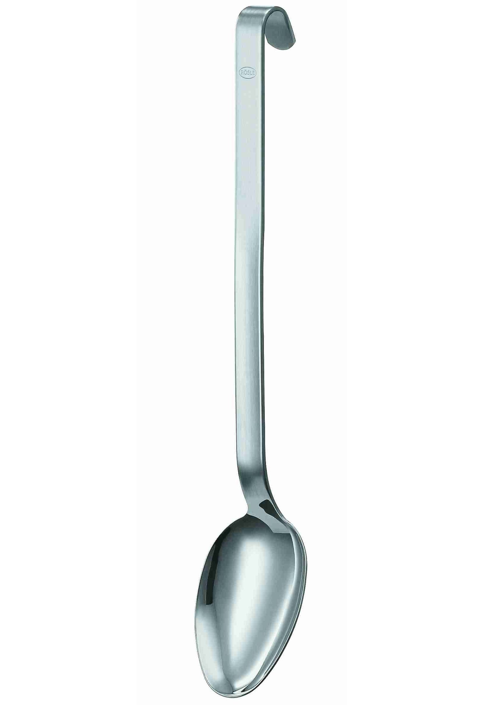 RÖSLE Gießlöffel, Küchenlöffel mit Hakengriff, Edelstahl 18/10, spülmaschinengeeignet